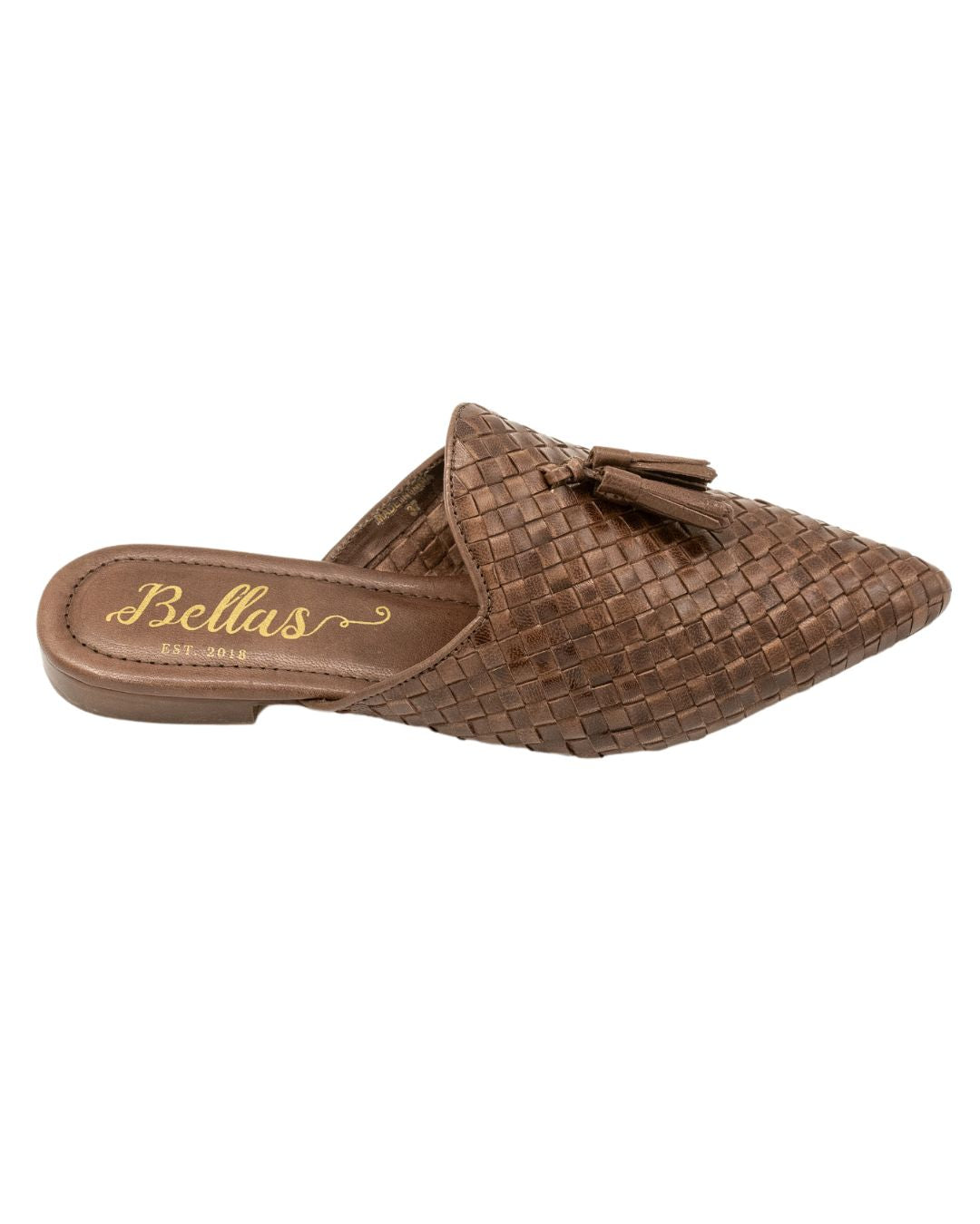 Brown Woven Tassel Mules