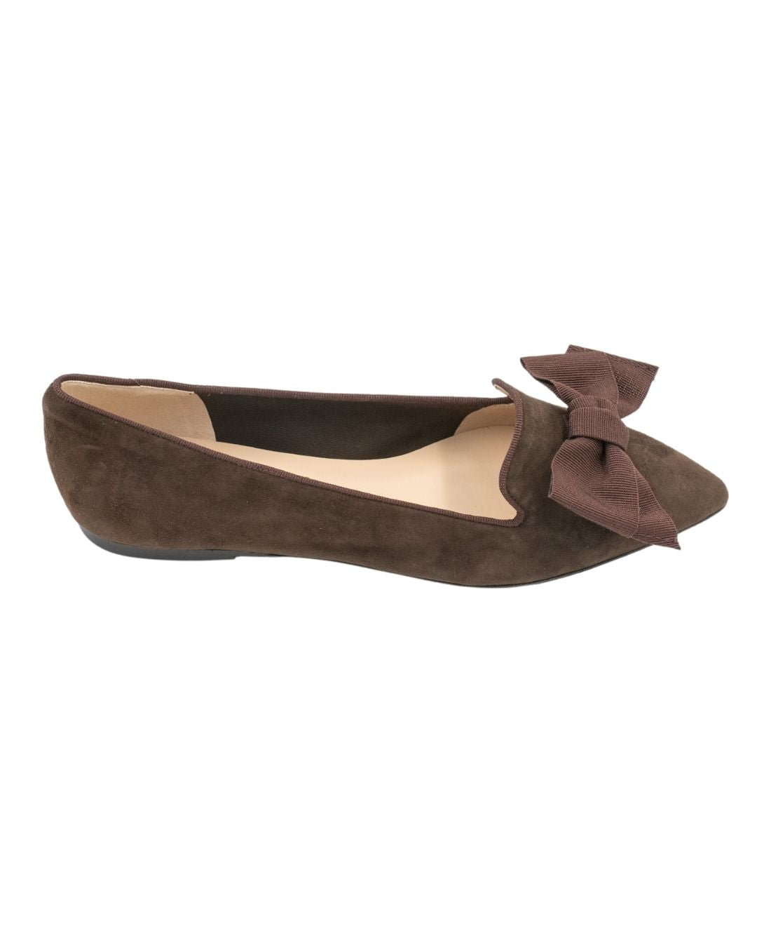 Dark Brown-Prugna Schleifenloafer Pointy