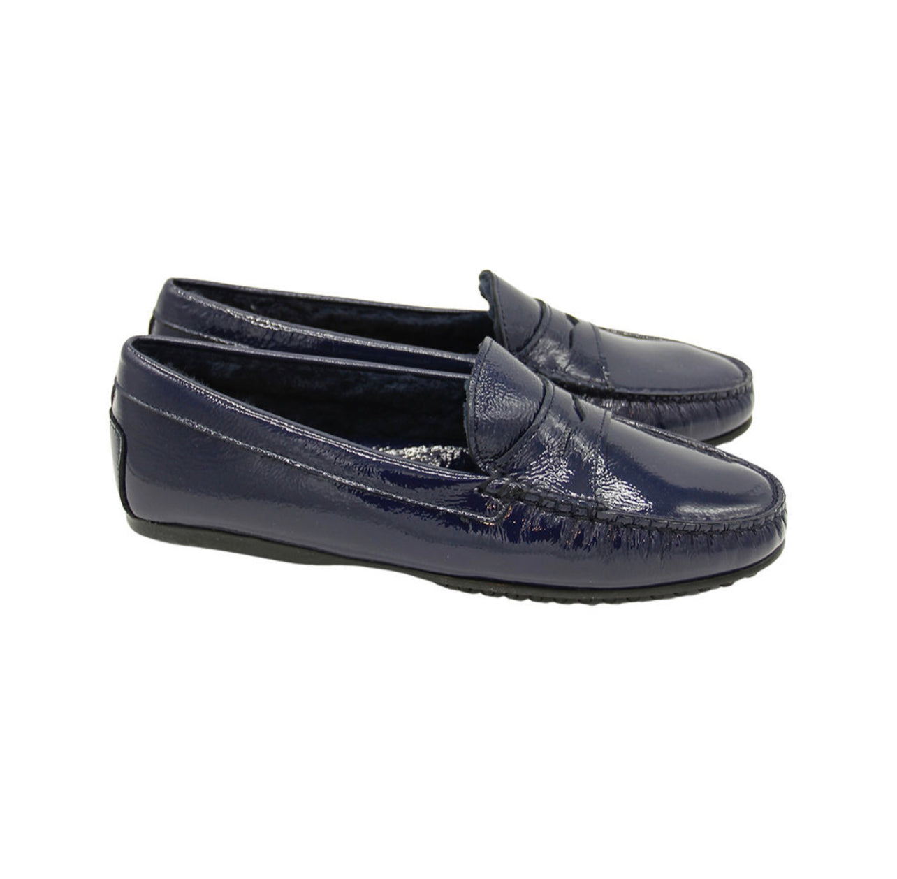 Moccasin Lack Blu gefüttert