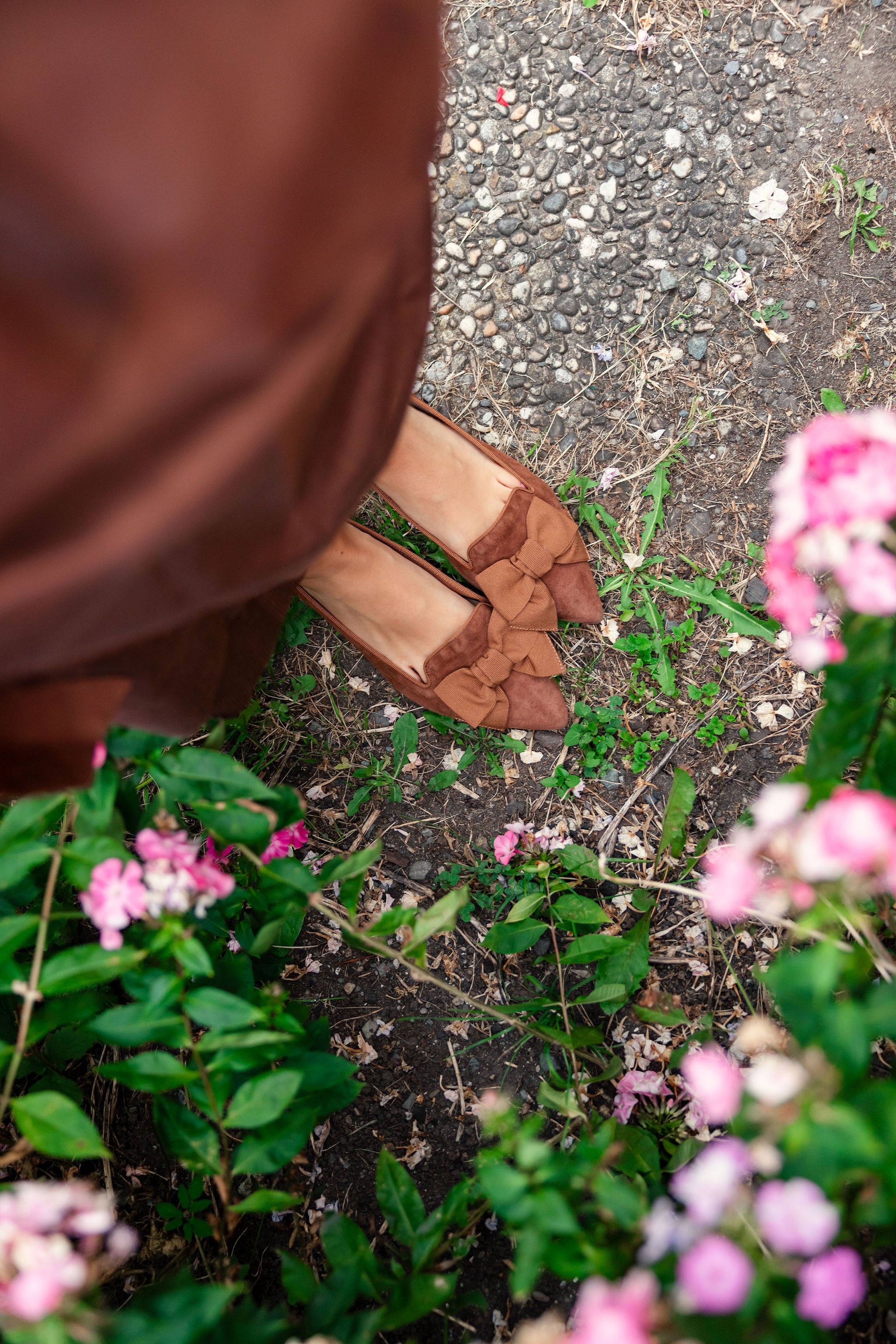 Russet-Camoscio Schleifenloafer Pointy