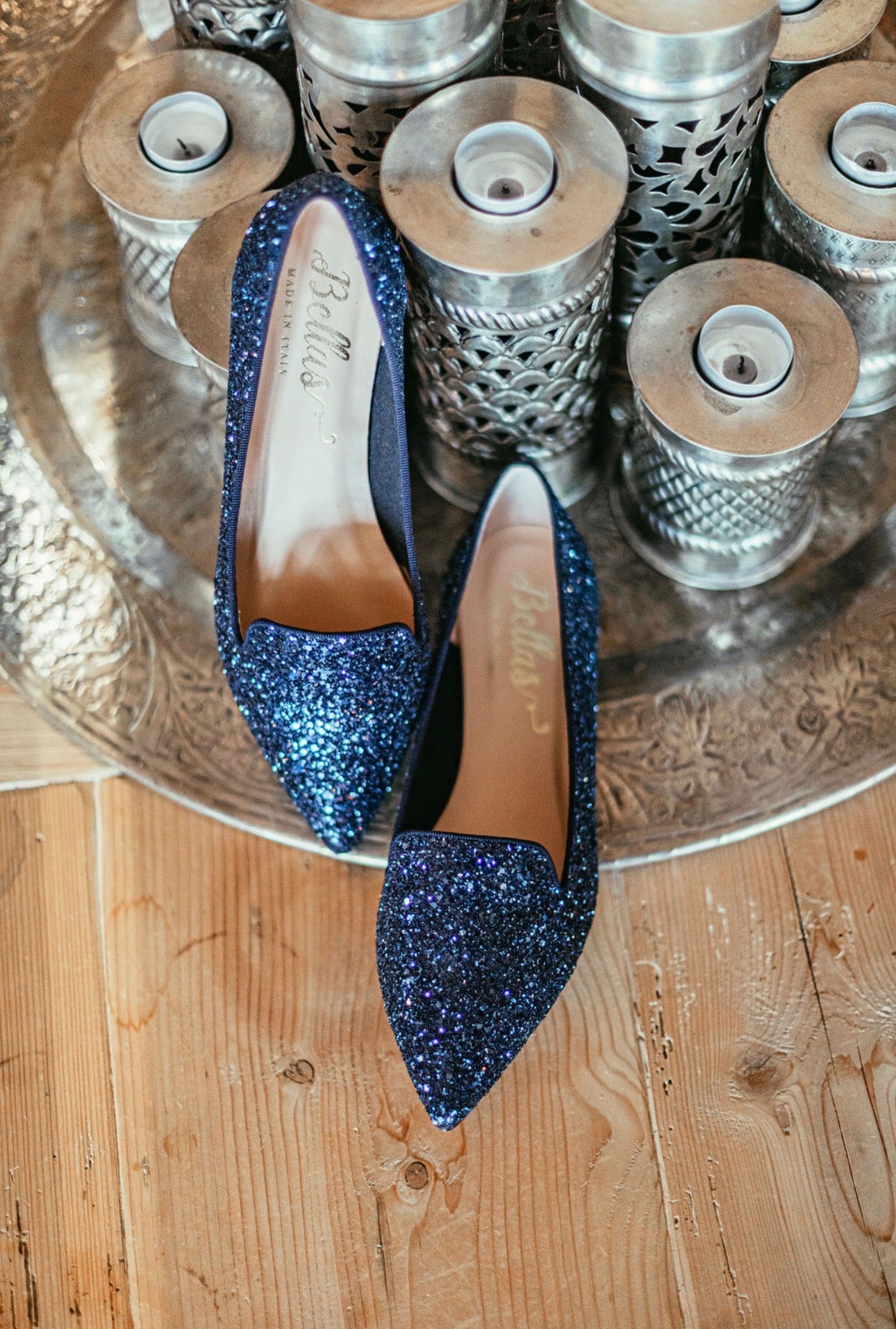 Blu Marina Glitter Pointy Loafer