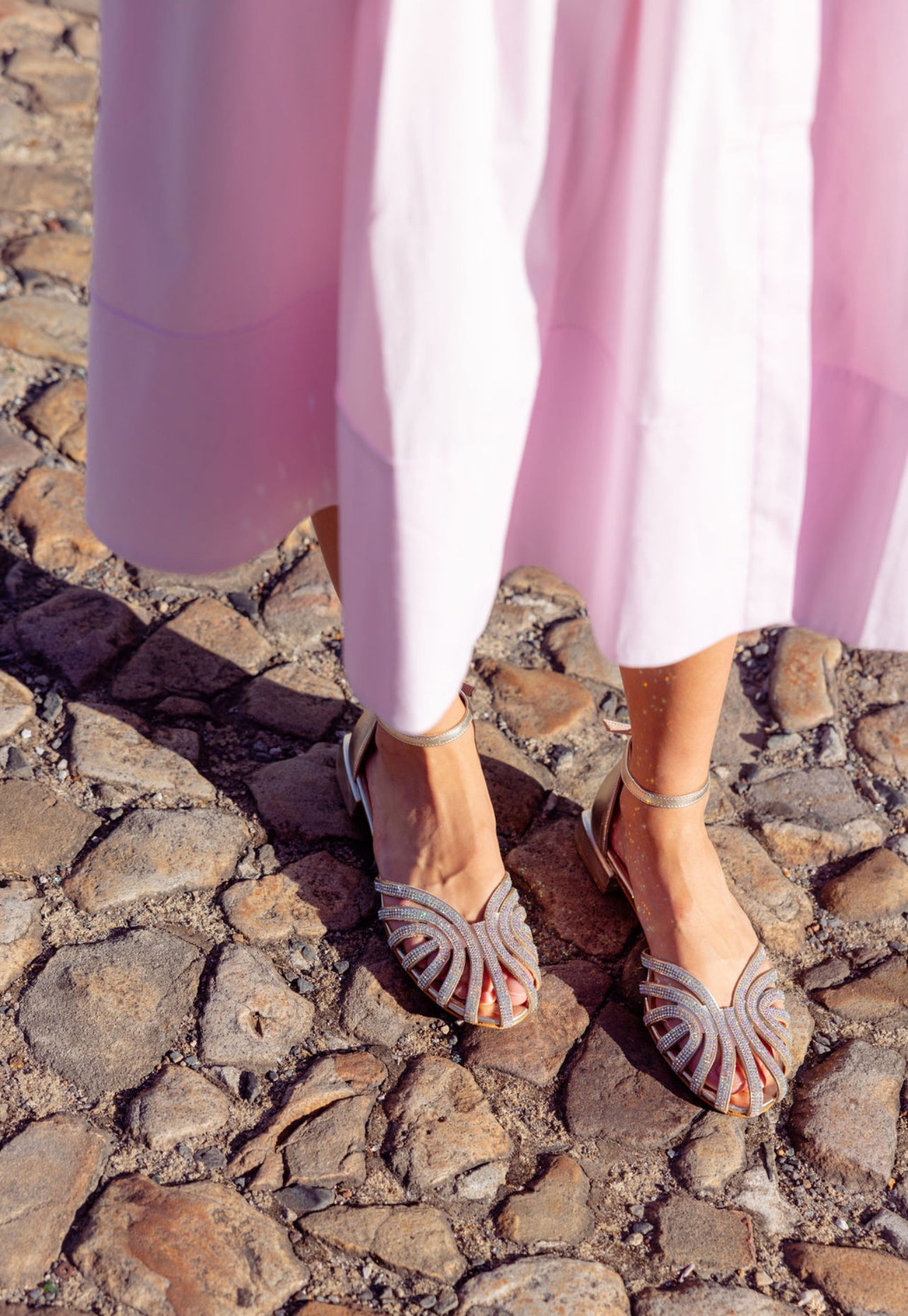 Sandalen Glitzer Gold