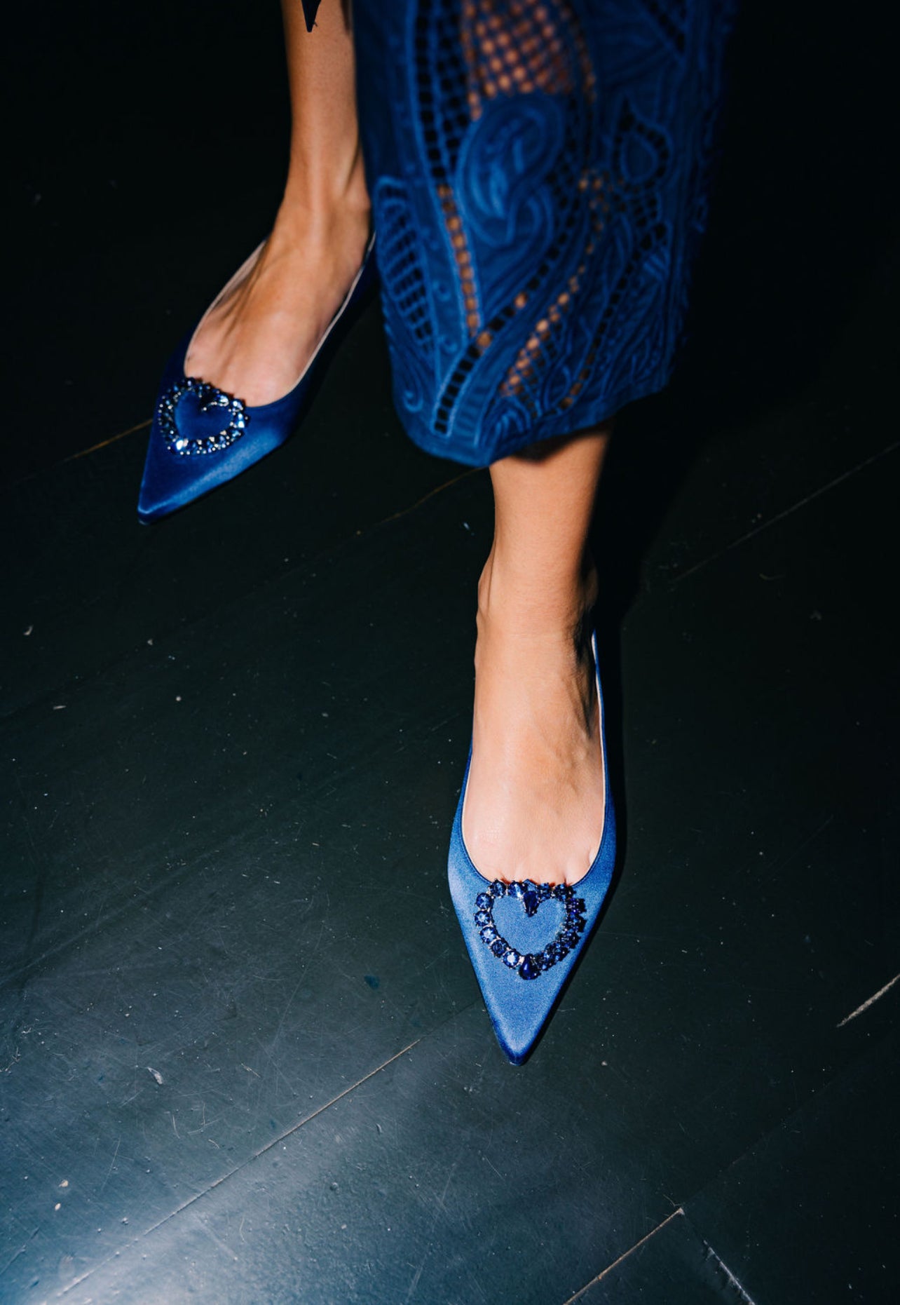 Pointy Raso Blu Navy