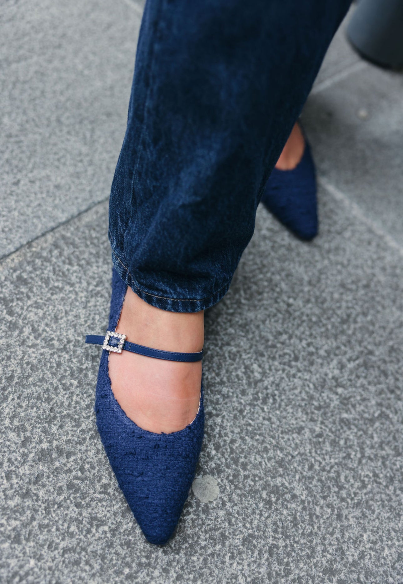 Navy Mary Jane Tweed