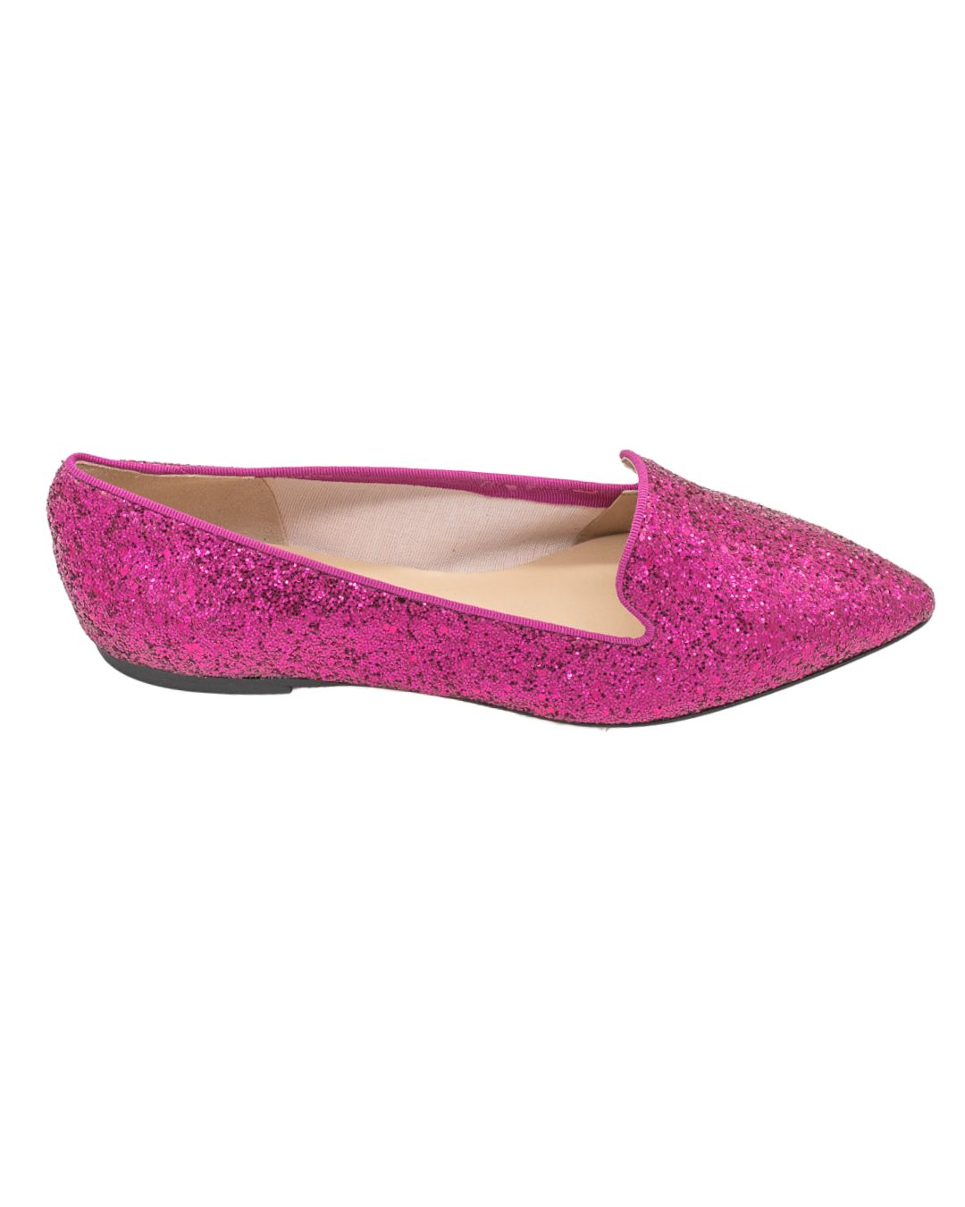 Fuxia Glitter Pointy Loafer