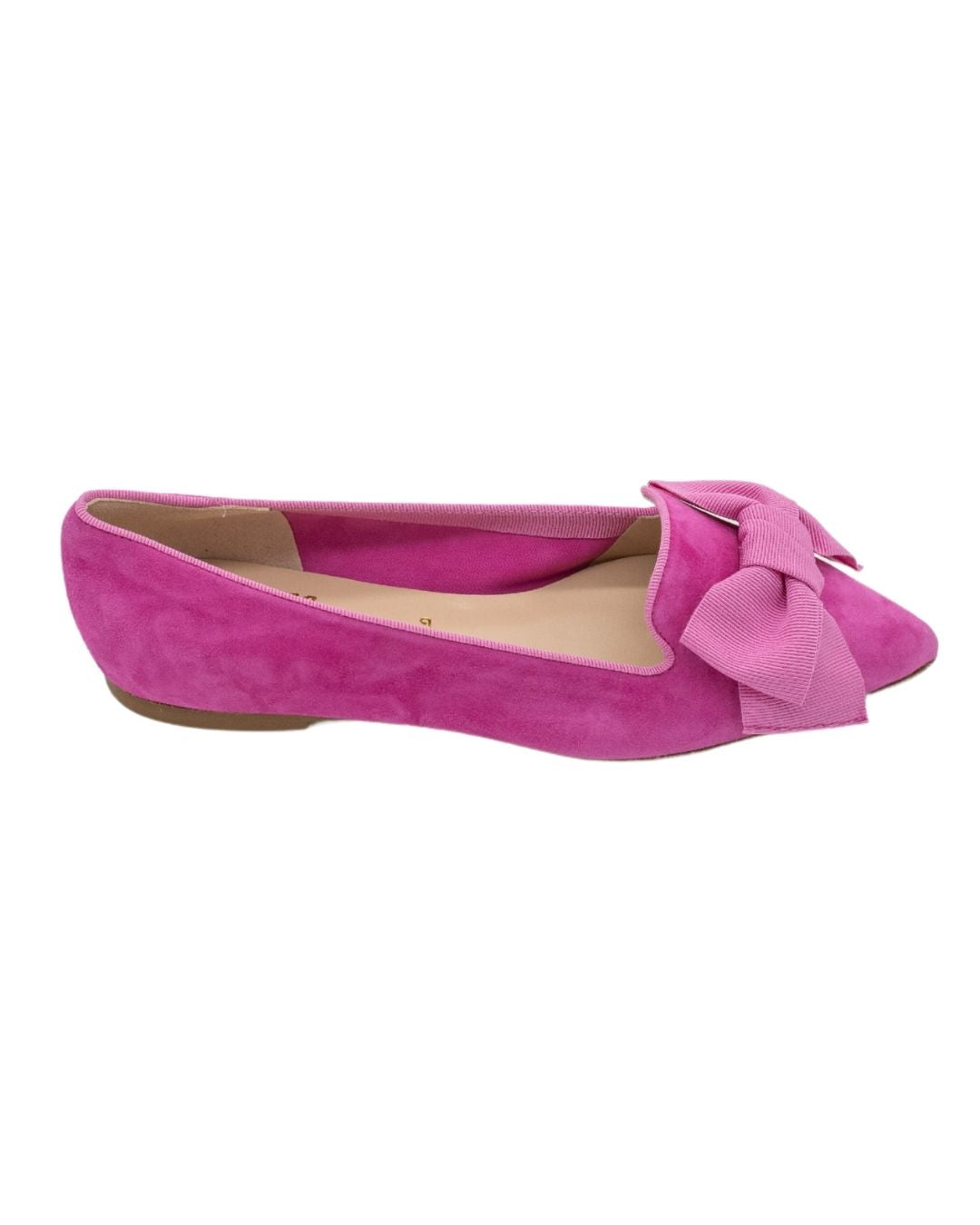 Hot pink shocking bow loafer Pointy