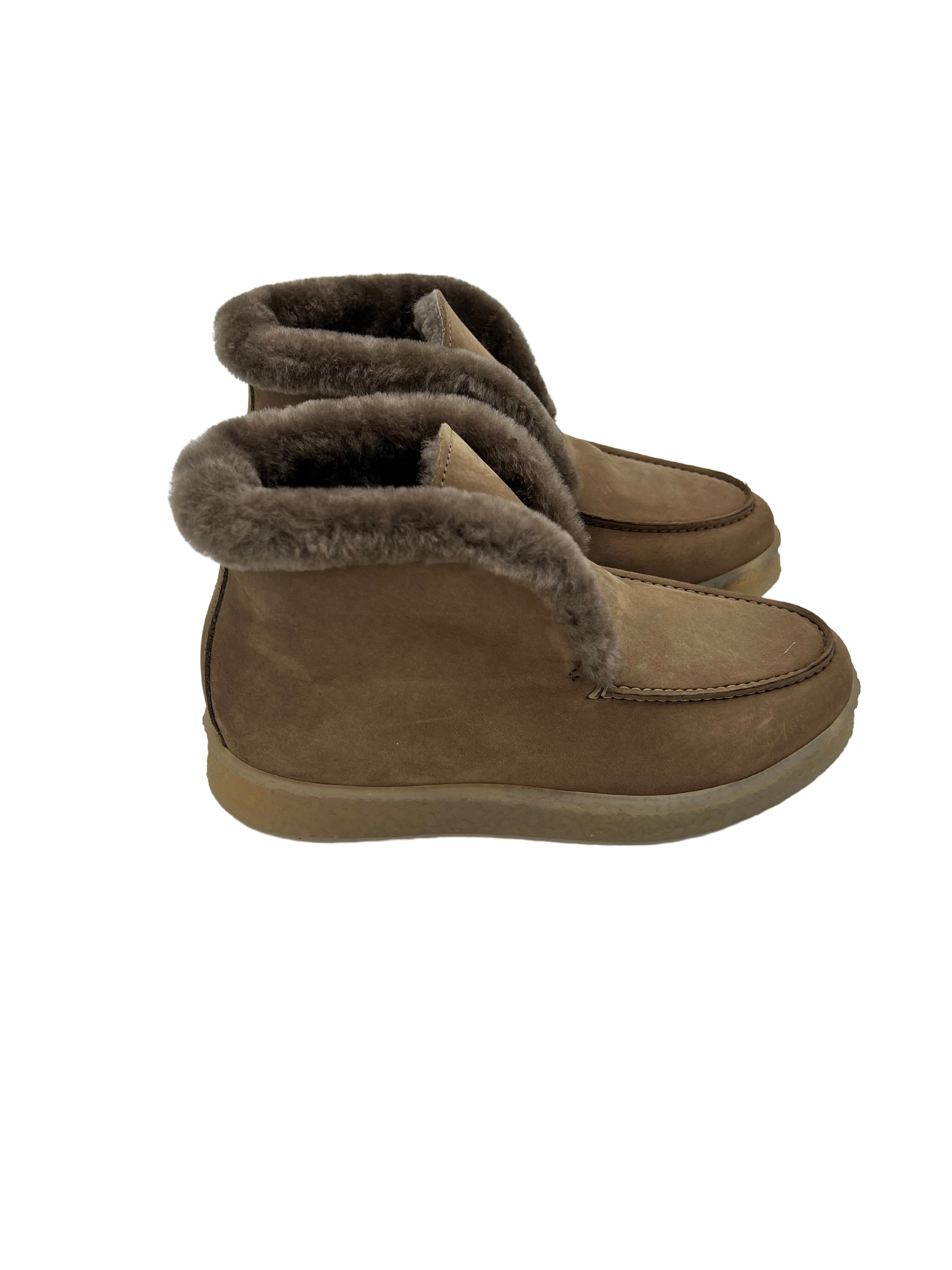 Stiefelette Dunkel-Taupe gefüttert