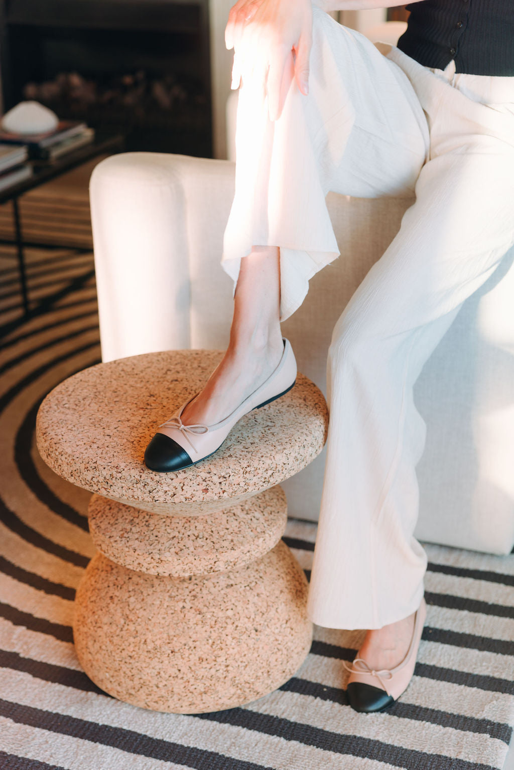 Cream Nero Two Tone Ballerinas