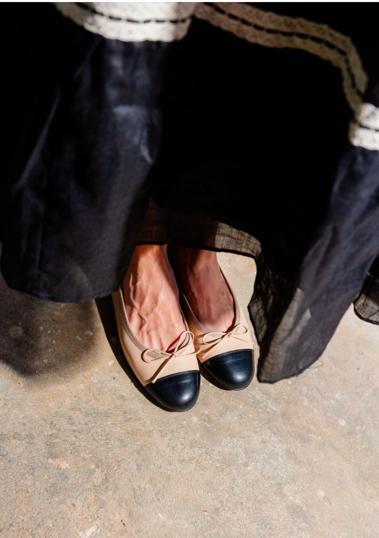 Cream Nero Two Tone Ballerinas