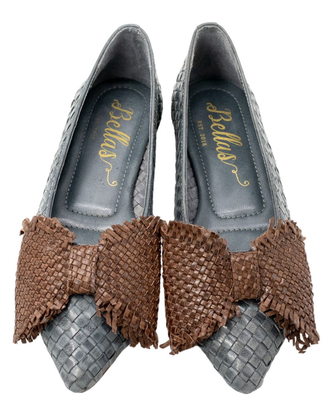 Jeans-Brown Woven Schleifenloafer Pointy