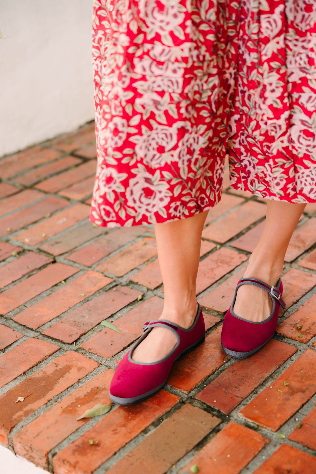 Mary Jane Furlane Velluto Bordo