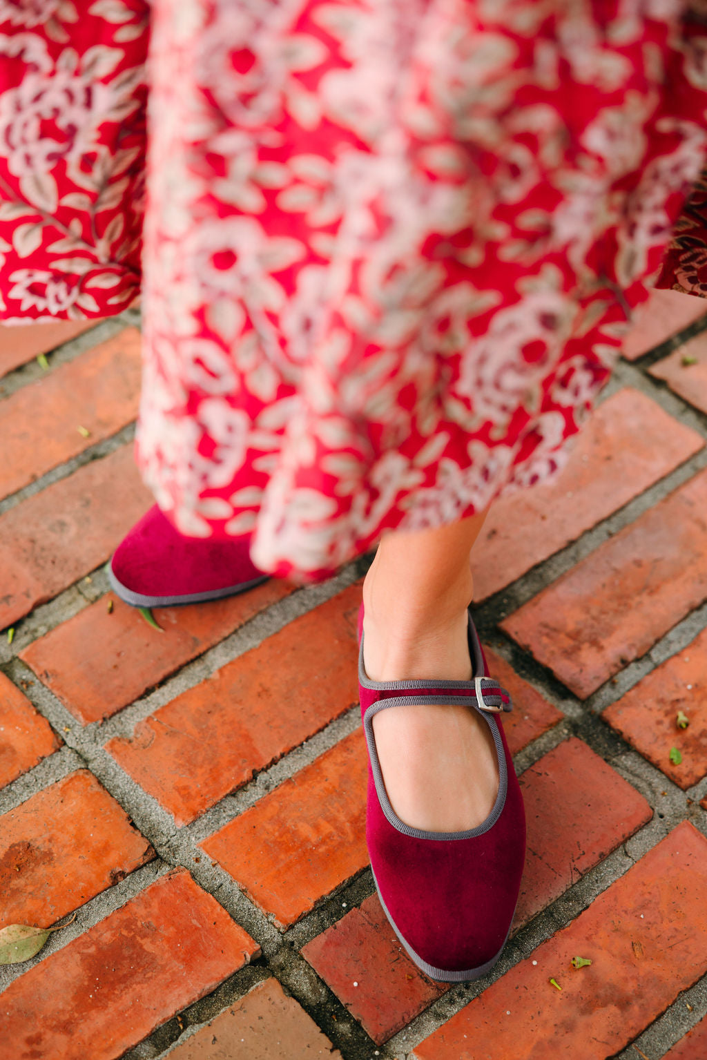 Mary Jane Furlane Velluto Bordo