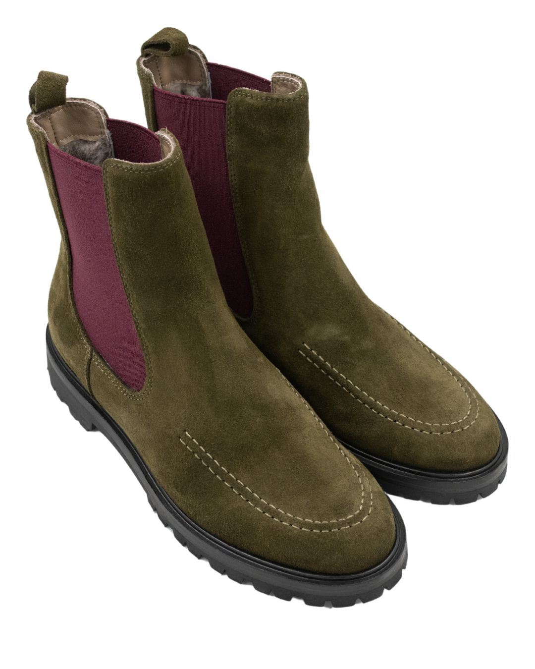 Muschio-Bordeaux Chelseaboots gefüttert