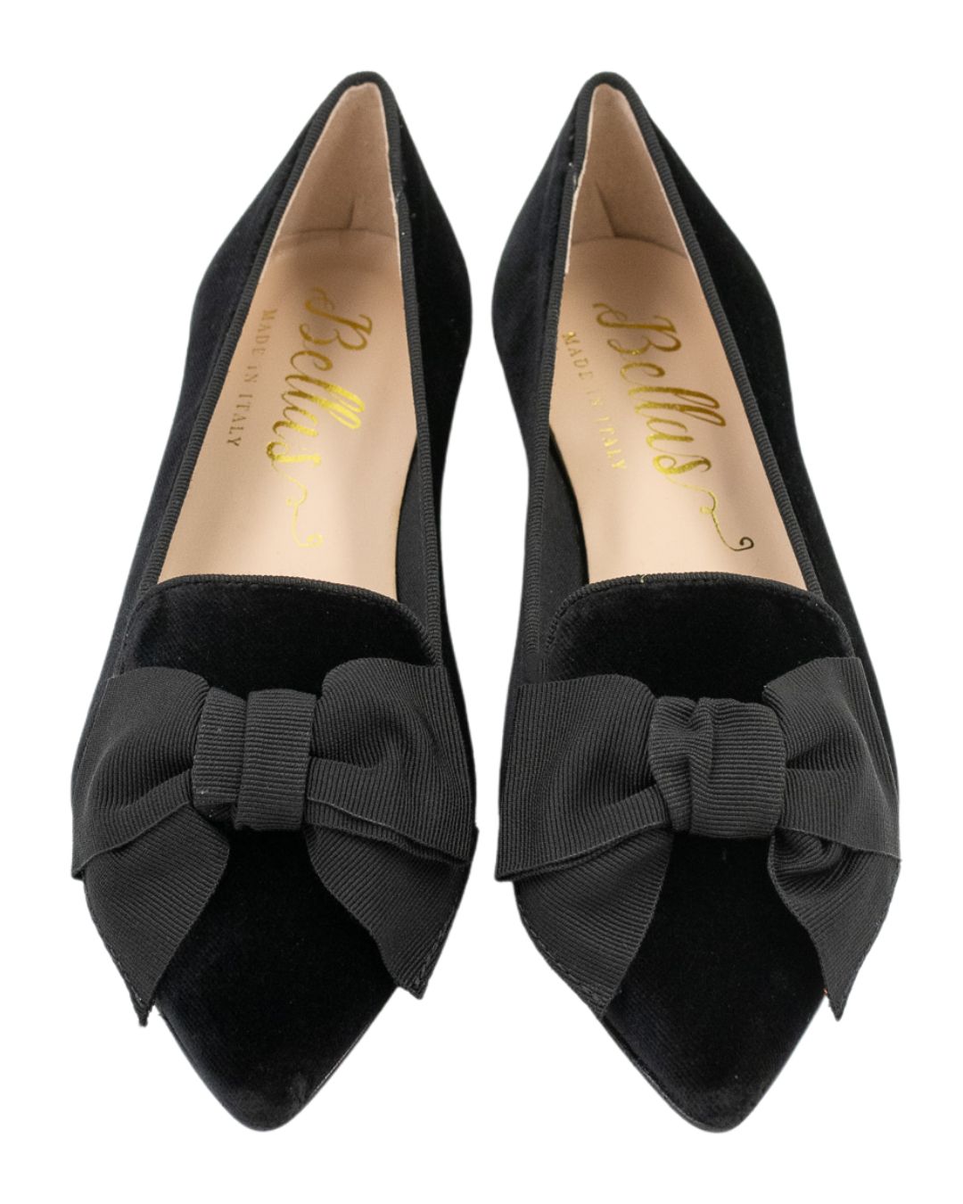 Nero-Nero Samt Schleifenloafer Pointy