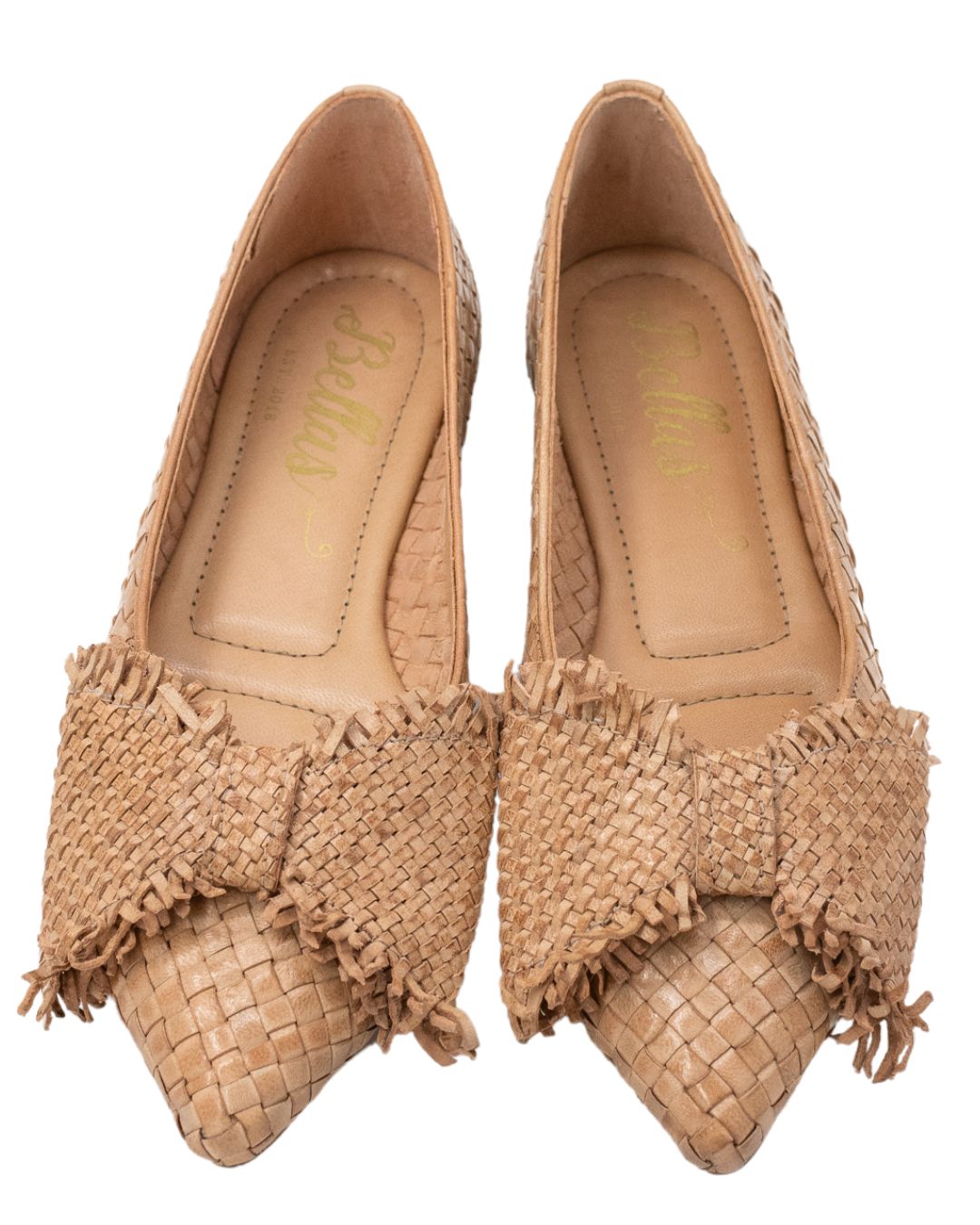 Nude Woven Schleifenloafer Pointy