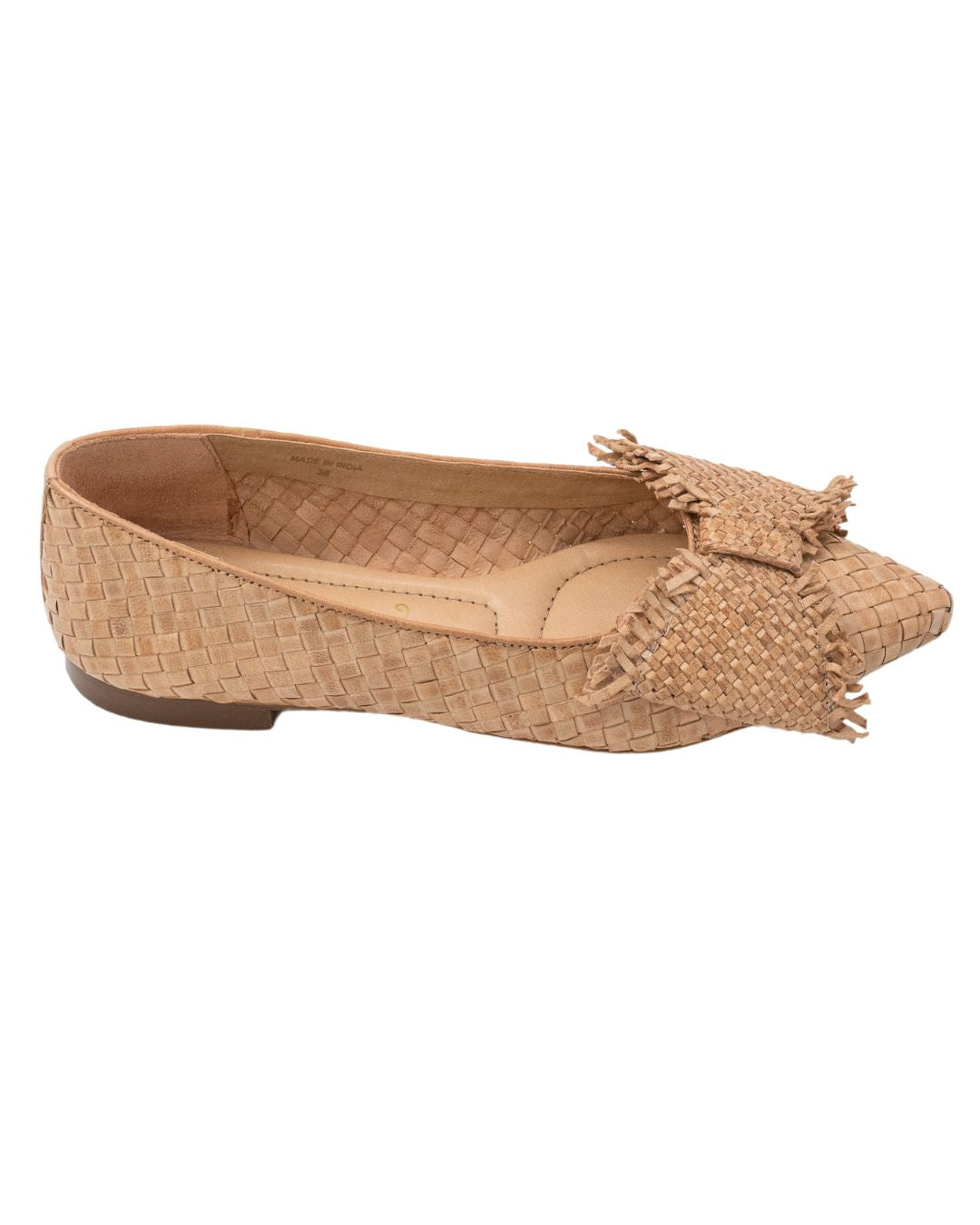 Nude Woven Schleifenloafer Pointy