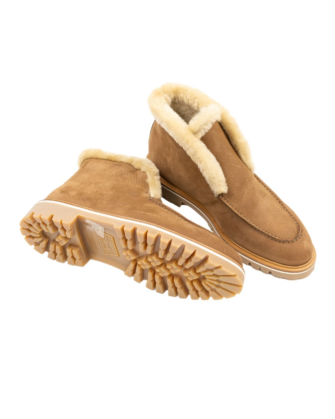 Tan Stiefelette gefüttert mit Profilsohle