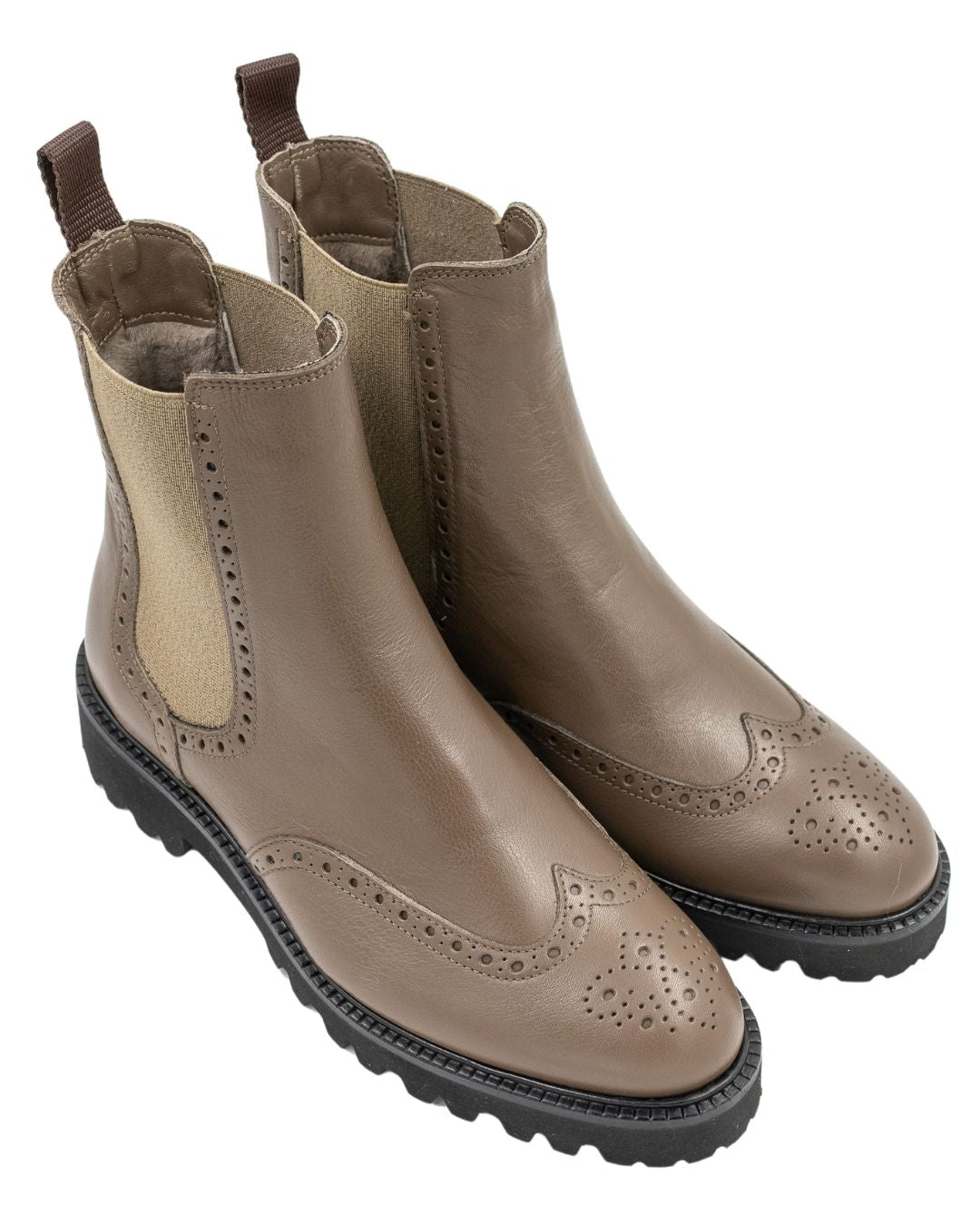 Taupe Budapester Stiefelette gefüttert