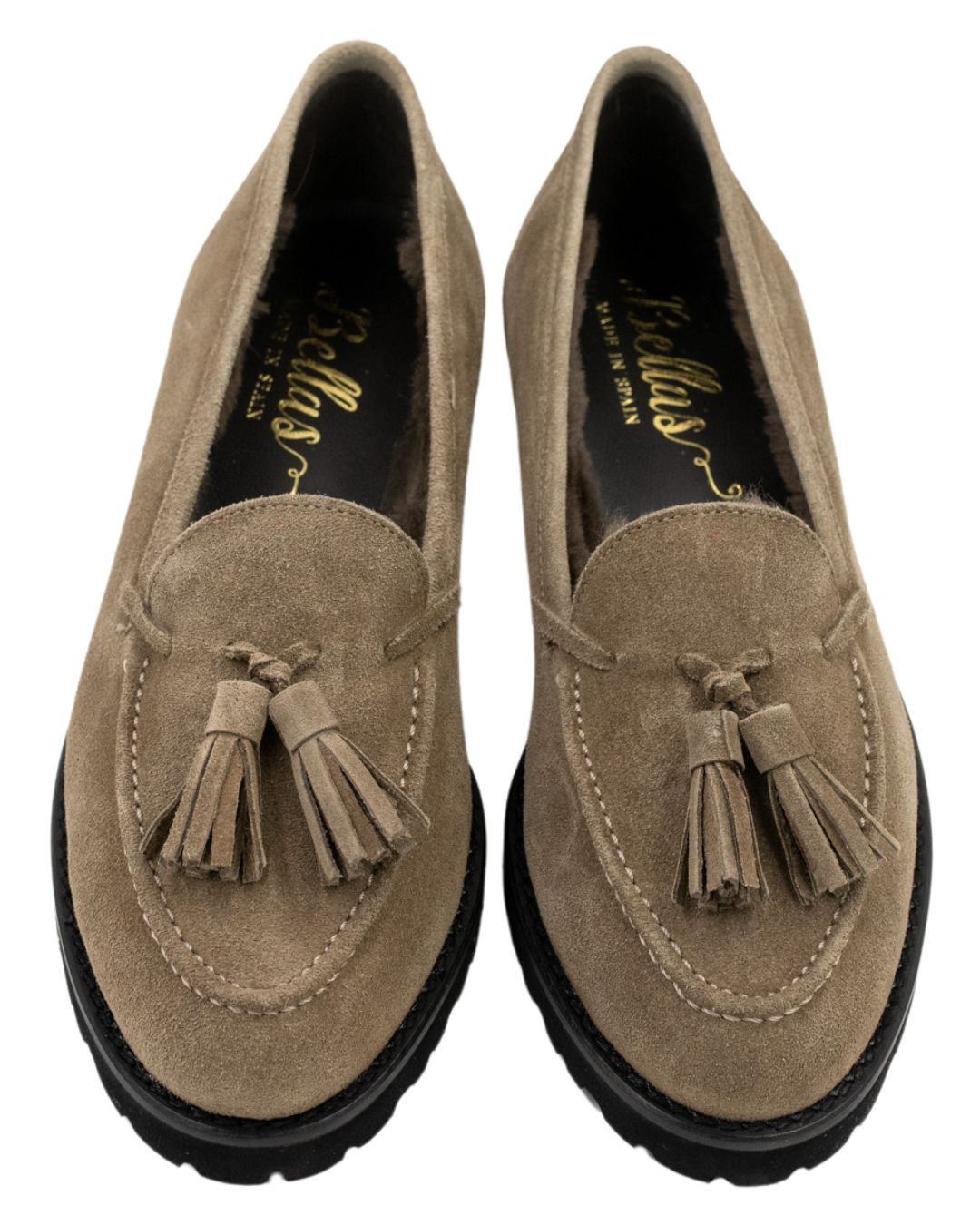 Taupe London Tasselloafer gefüttert