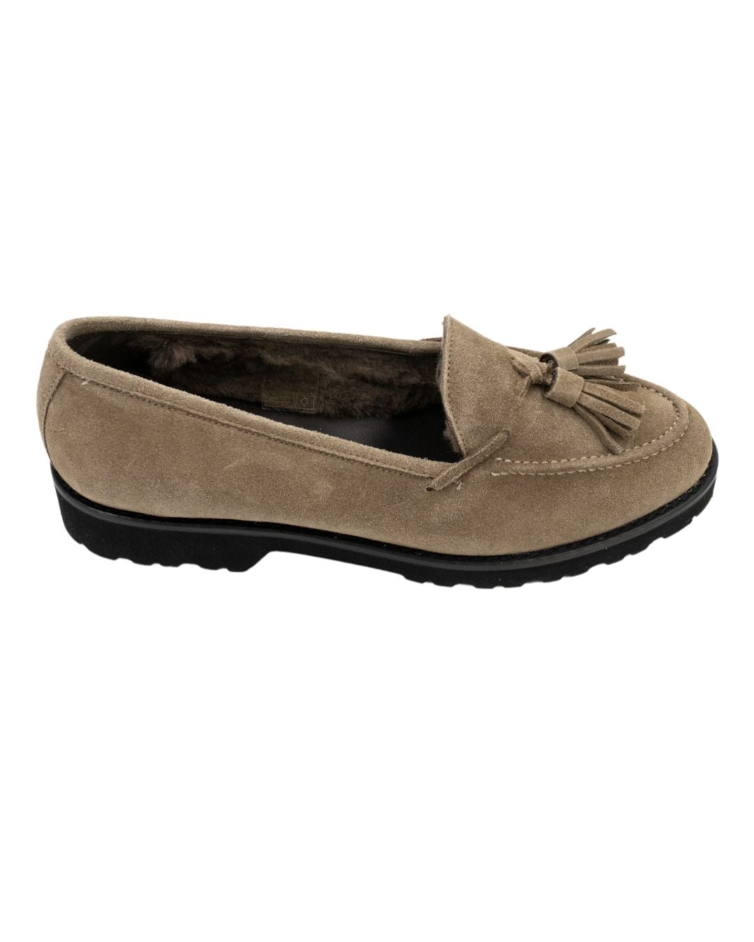 Taupe London Tasselloafer gefüttert