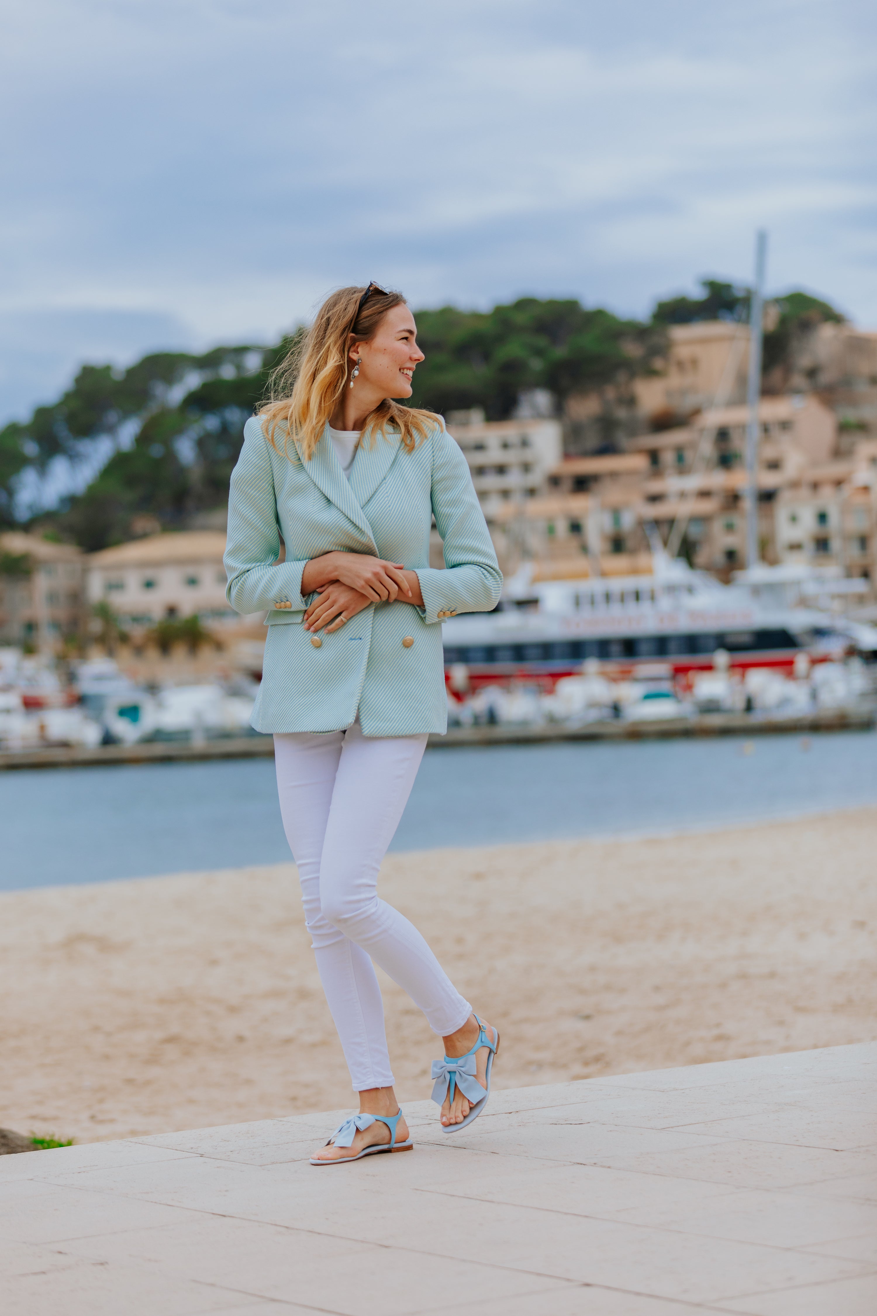 Sandalen Schleife Jeans