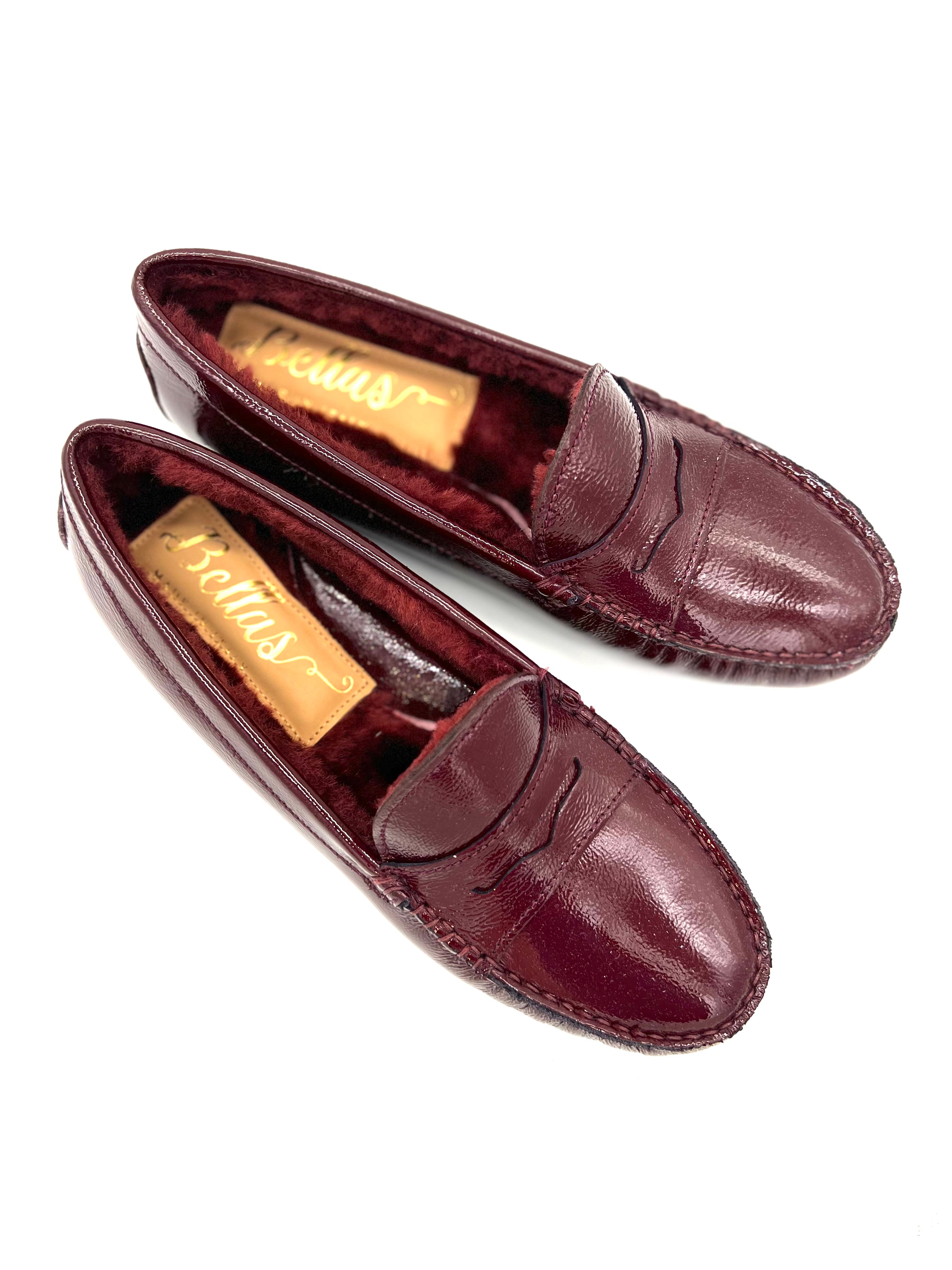 Moccasin Lack Bordo gefüttert