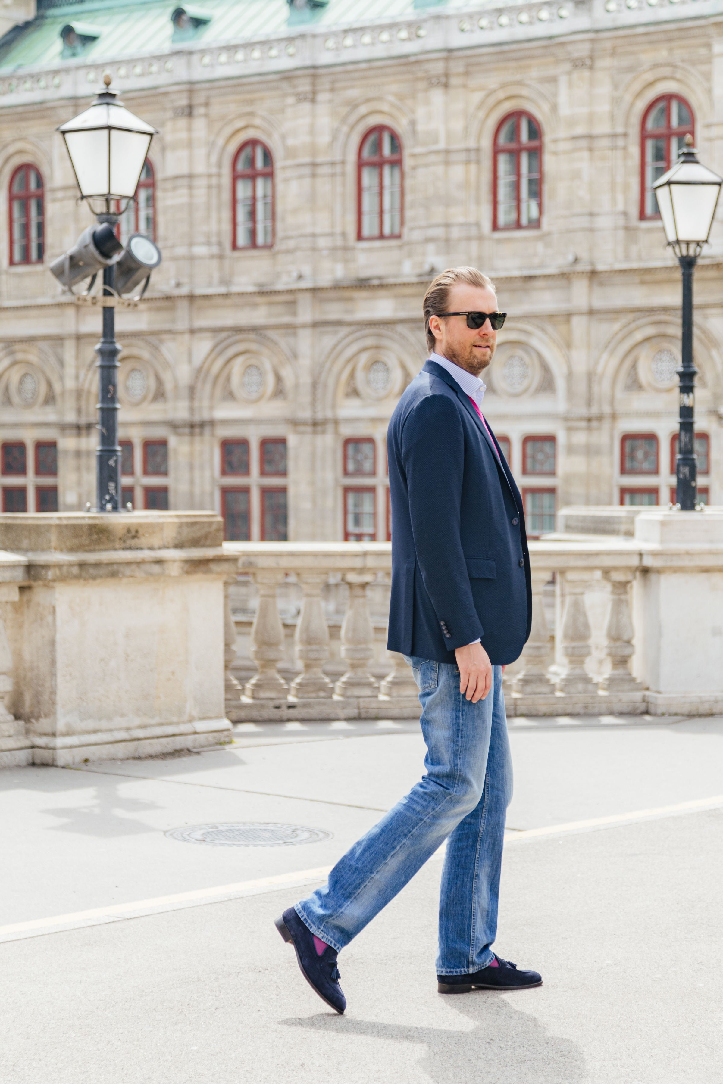 Herren Tasselloafer Blu New Flac