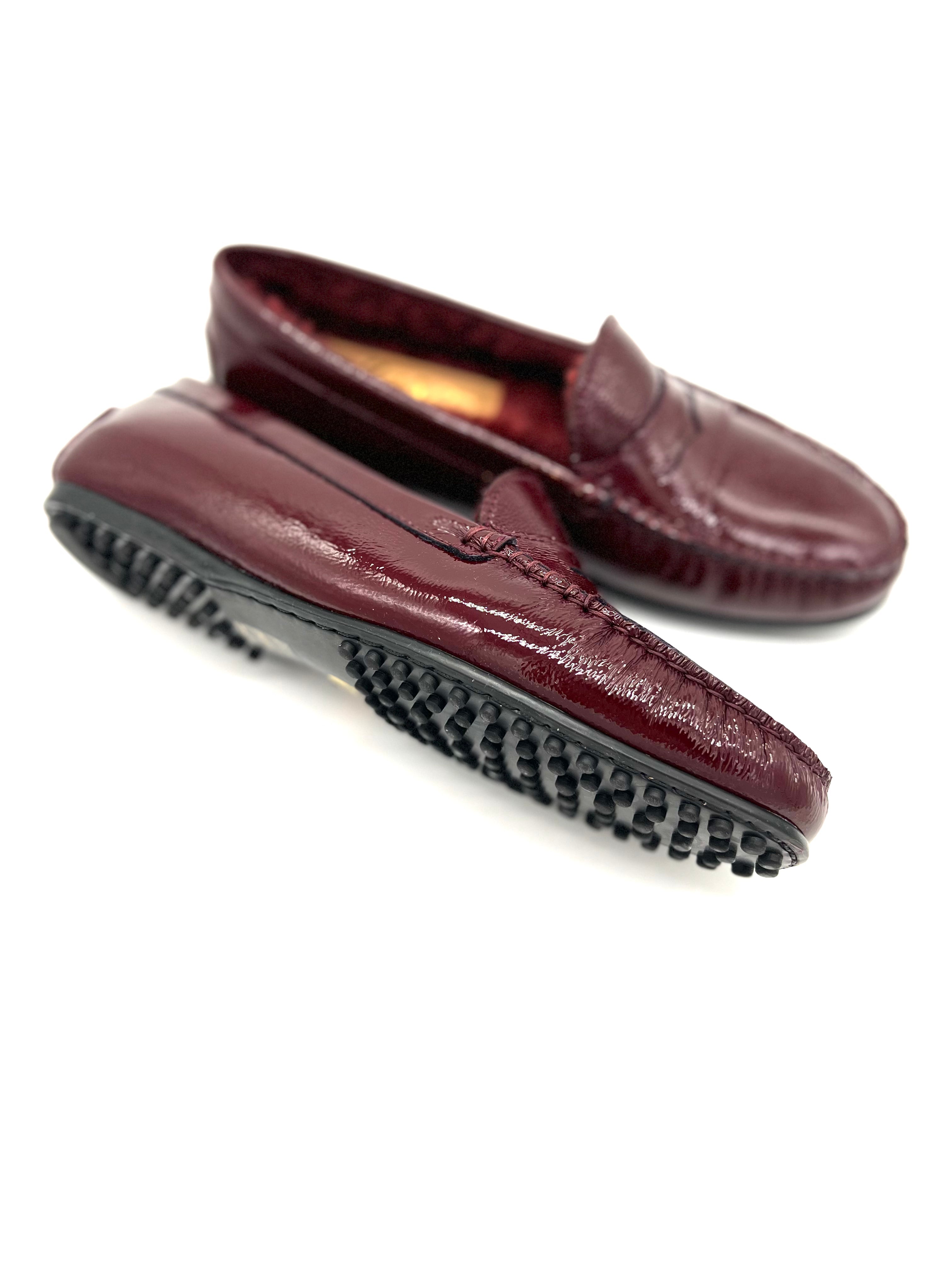 Moccasin Lack Bordo gefüttert