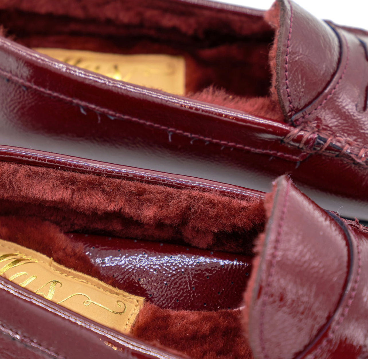 Moccasin Lack Bordo gefüttert