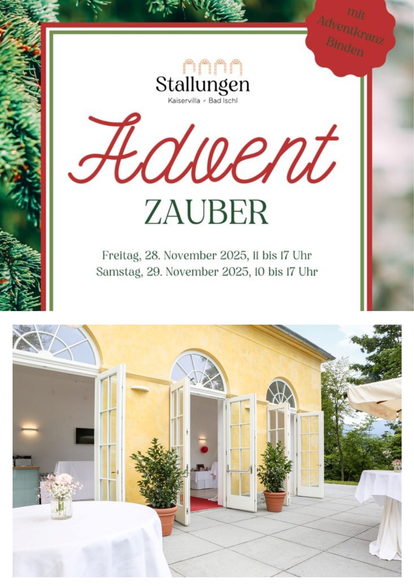 Einladung: Advent Pop-up in den Stallungen der Kaiservilla in Bad Ischl