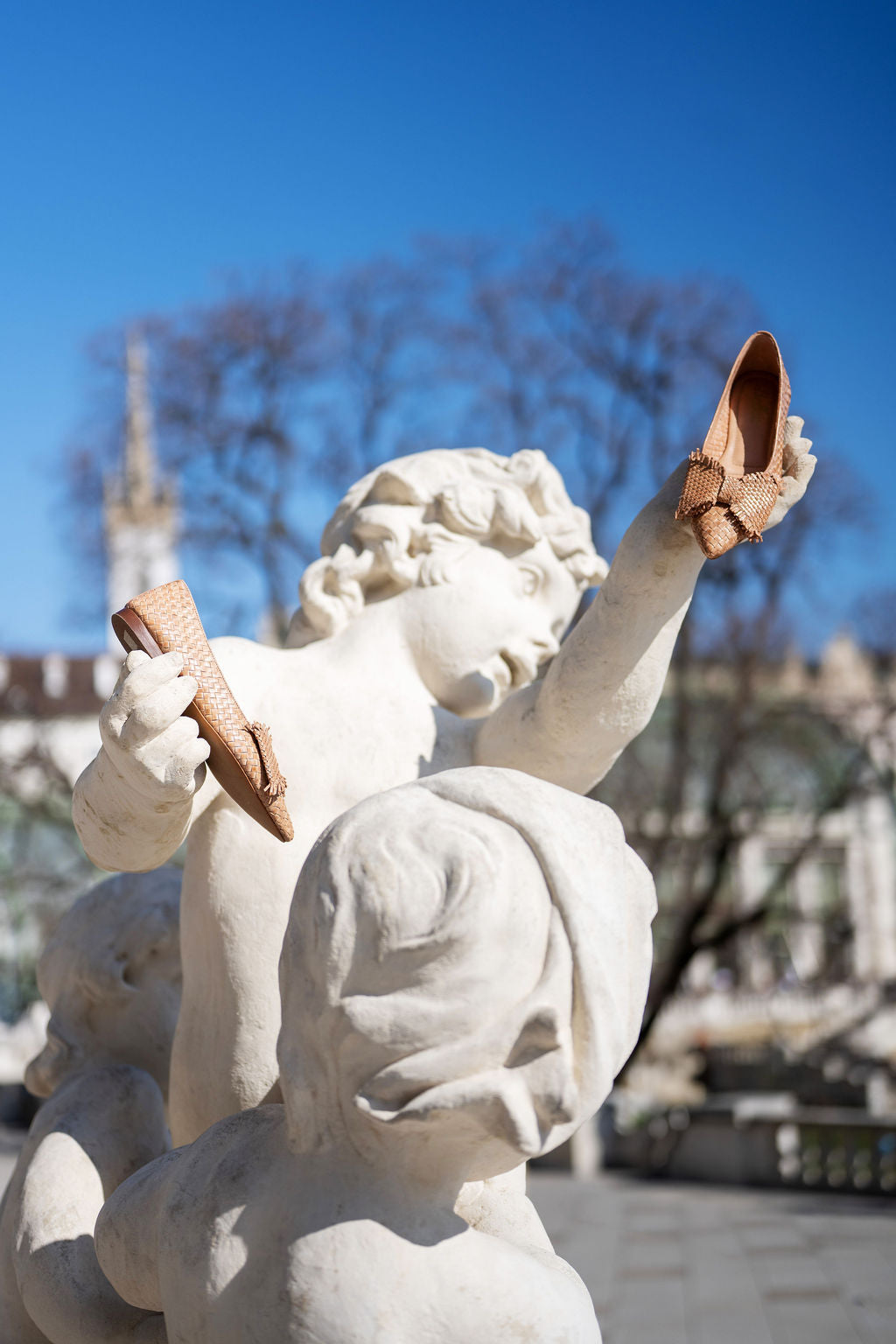 Nude Woven Schleifenloafer Pointy