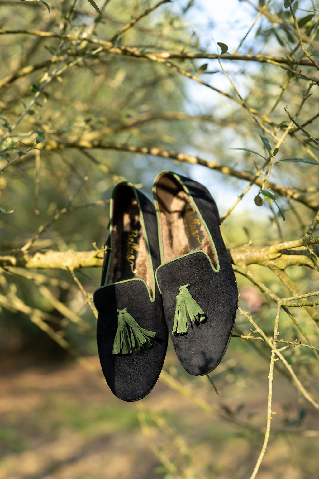 Blu Notte-Verde Tasselloafer gefüttert