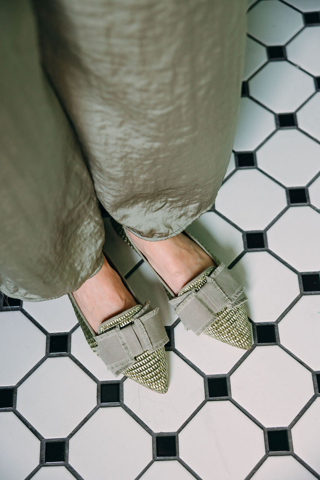 Oliva Raffia Schleifenloafer Pointy
