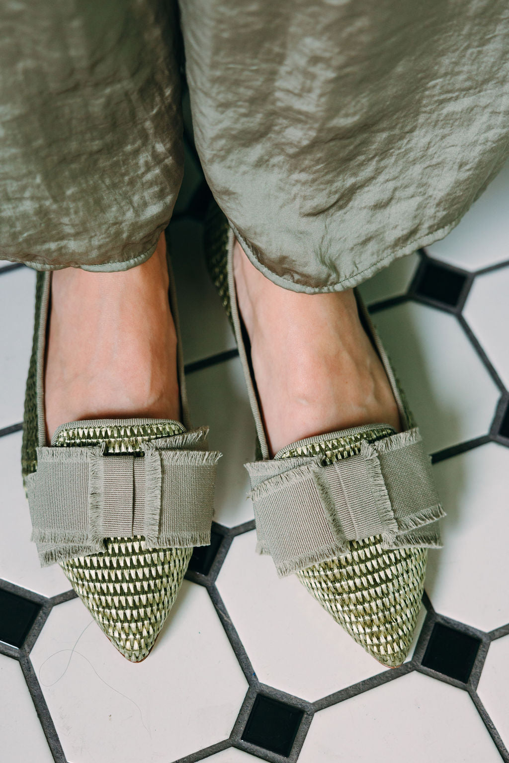 Oliva Raffia Schleifenloafer Pointy