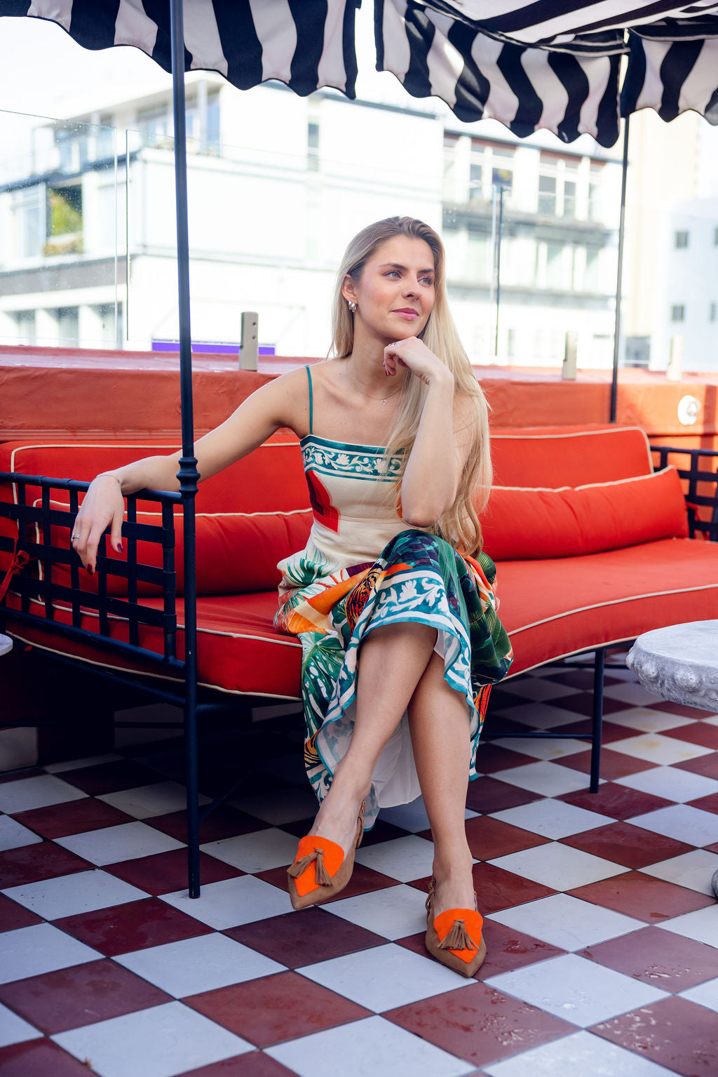 Tan-Mandarino Tassel Slingback