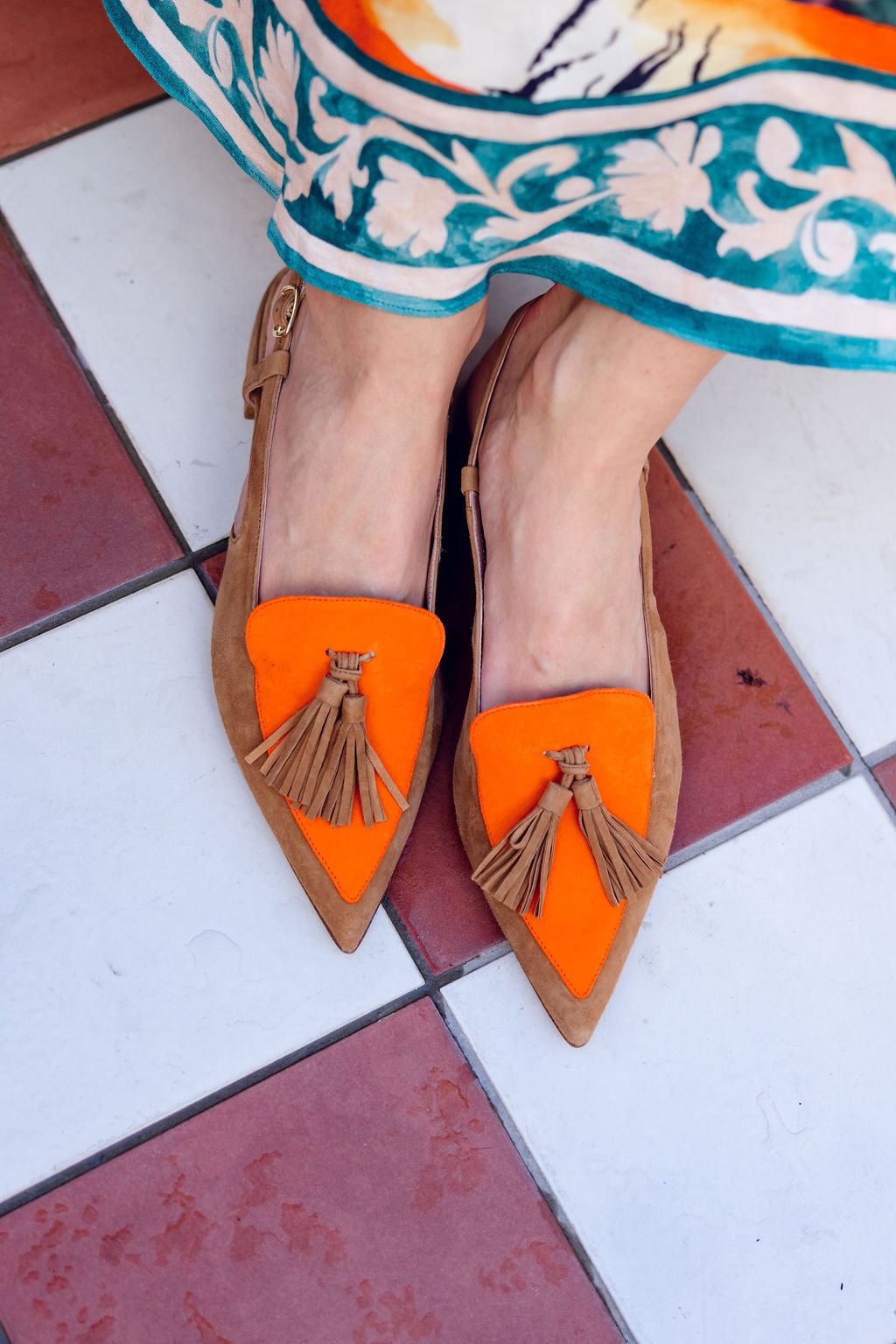Tan-Mandarino Tassel Slingback