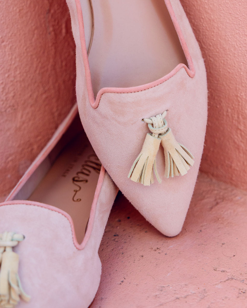 Peach-Citrus-Rose Tasselloafer Pointy (kurzer Tassel)