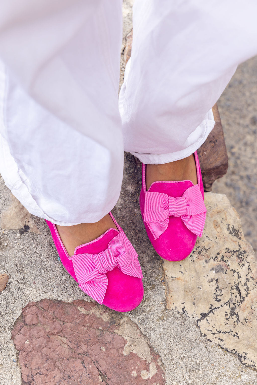 Hot Pink-Shocking Schleifenloafer