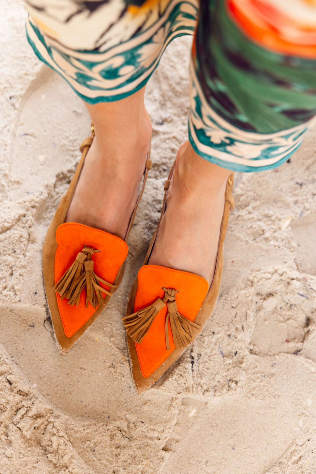 Tan-Mandarino Tassel Slingback