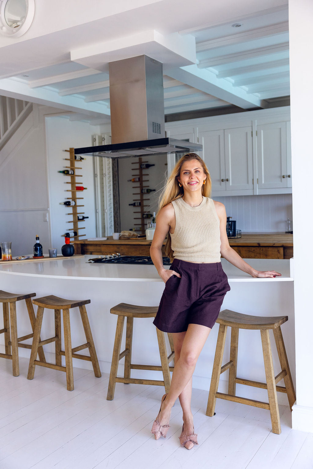 Nude Woven Schleifenloafer Pointy