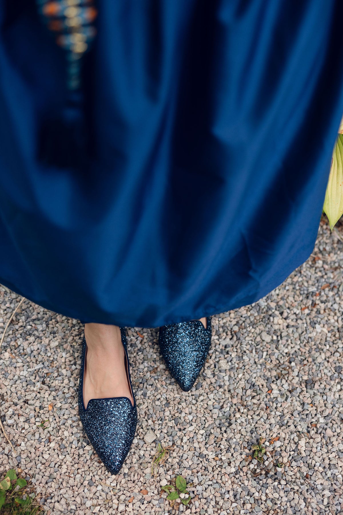 Navy Glitter Pointy Loafer