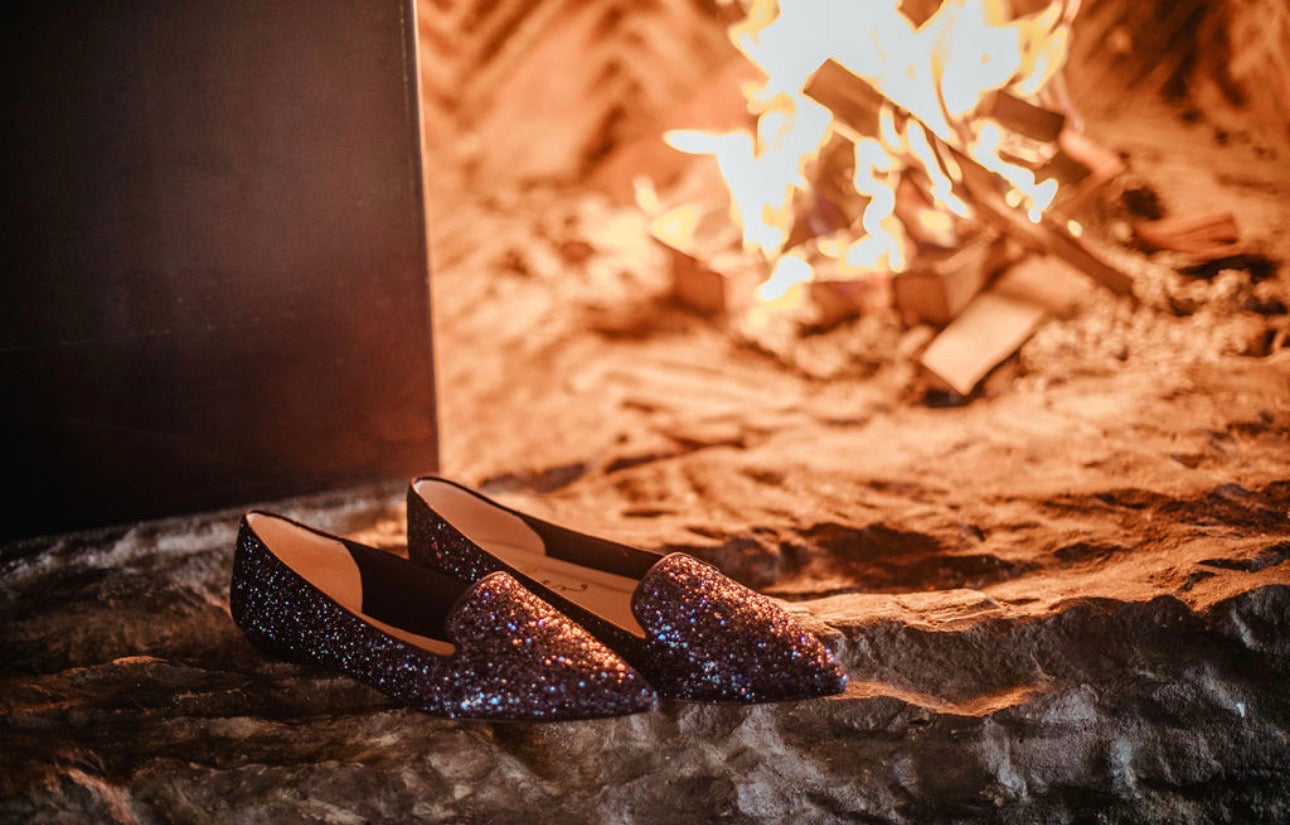 Blu Marina Glitter Pointy Loafer