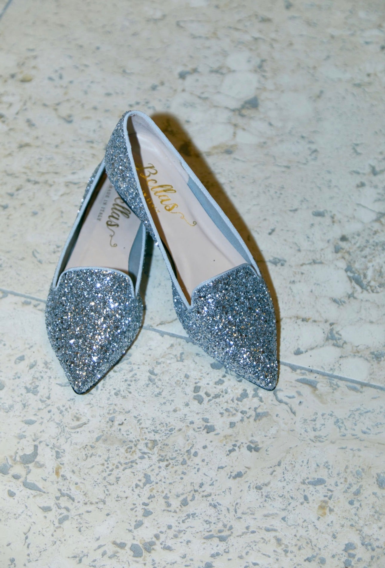 Argento Perla Glitter Pointy Loafer