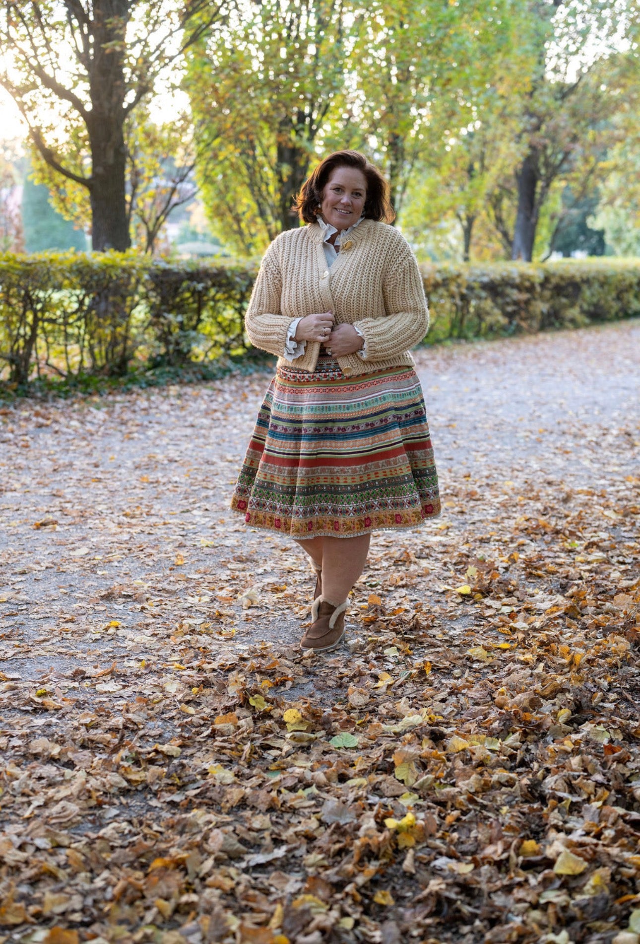 Tan Stiefelette gefüttert mit Profilsohle