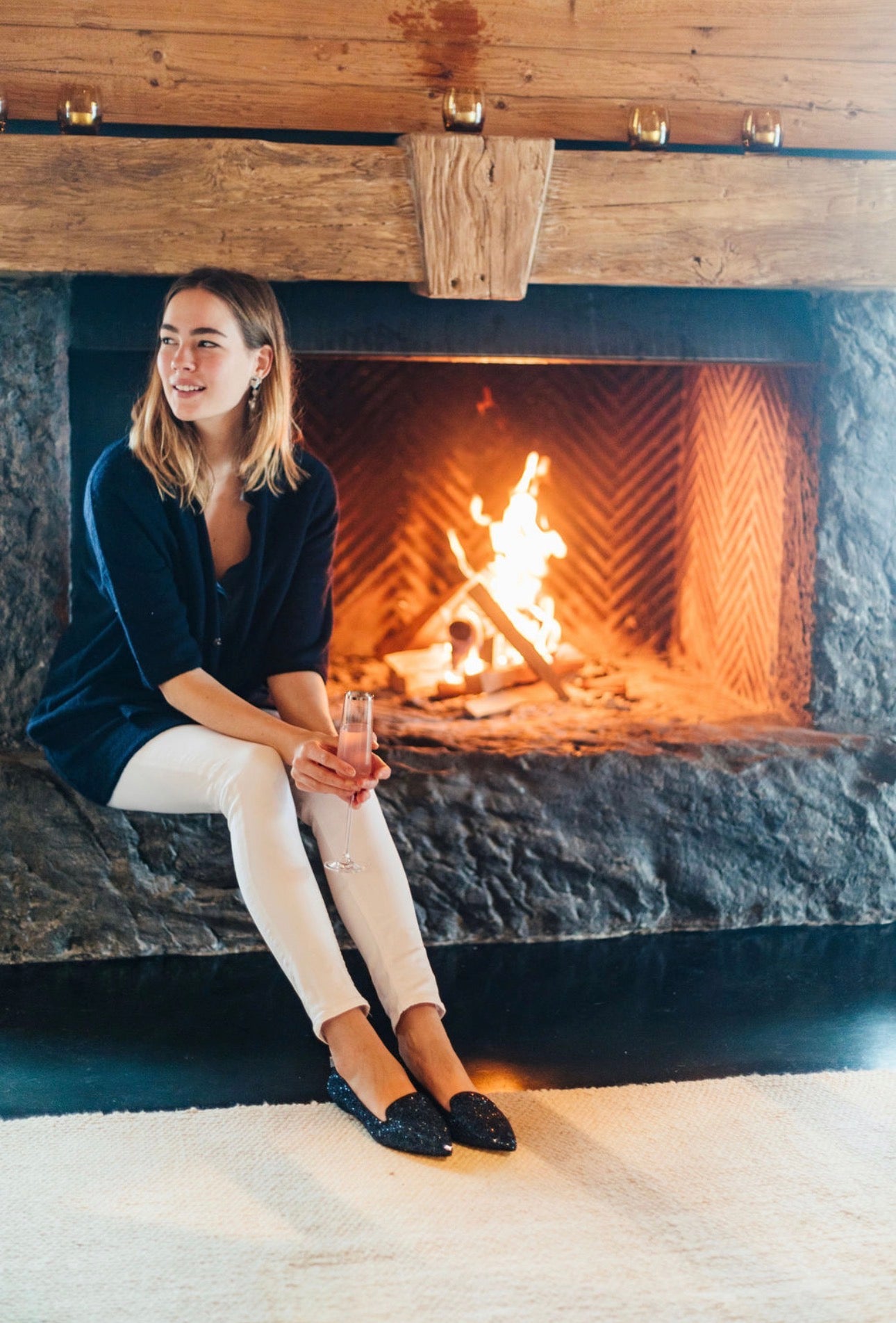 Blu Marina Glitter Pointy Loafer