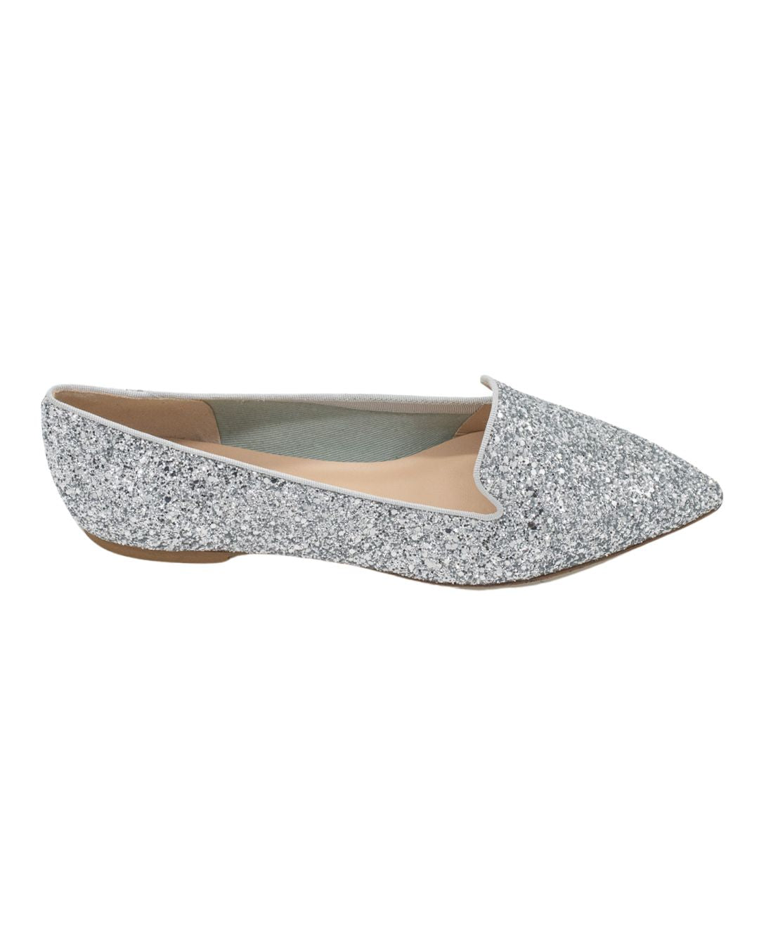 Argento Perla Glitter Pointy Loafer
