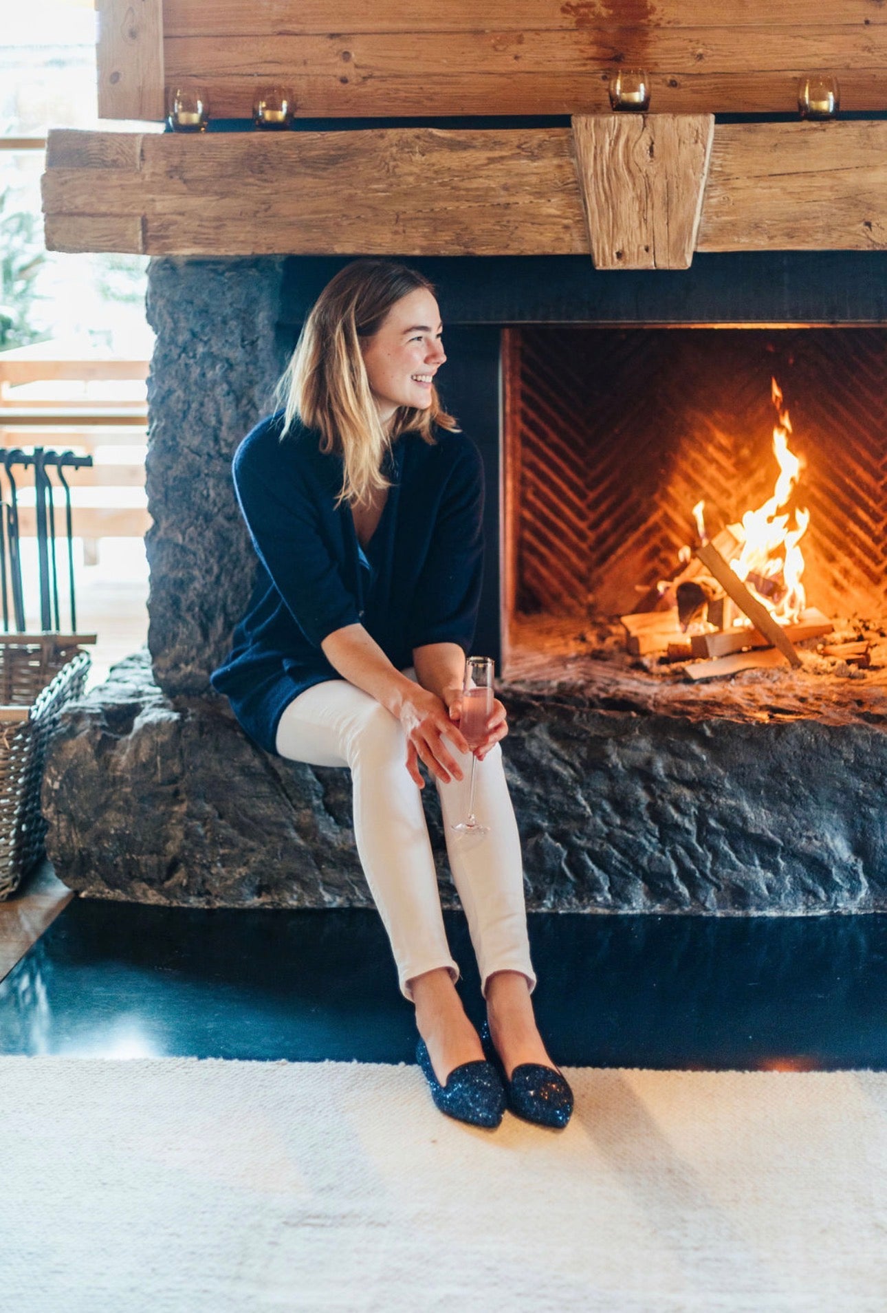 Blu Marina Glitter Pointy Loafer