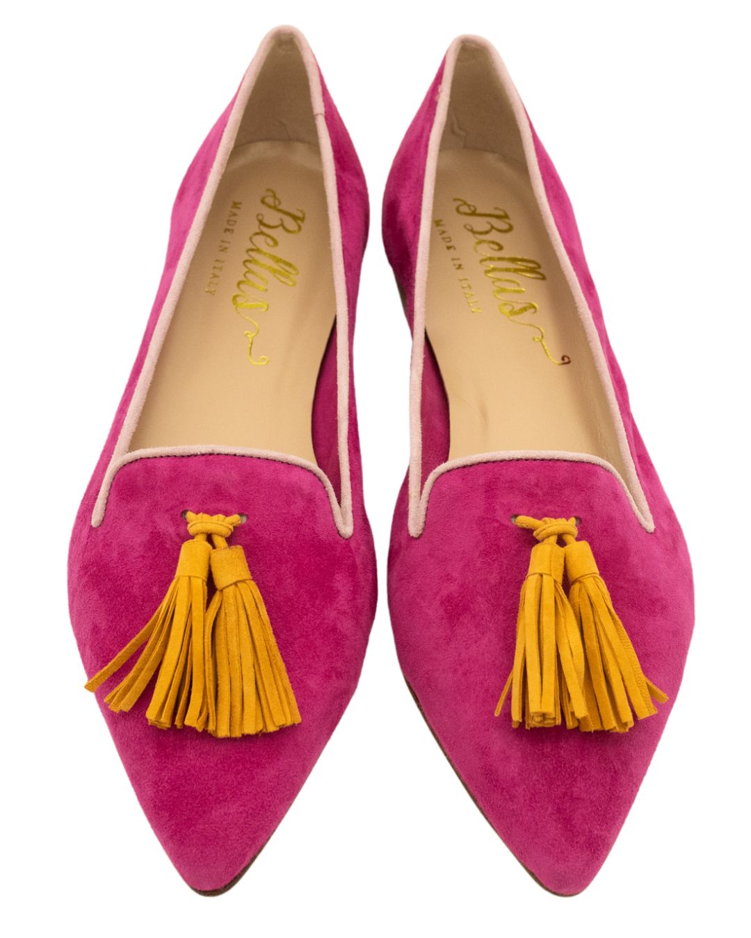 Hot Pink-Apricot-Pig Rose Tasselloafer Pointy (langer Tassel)
