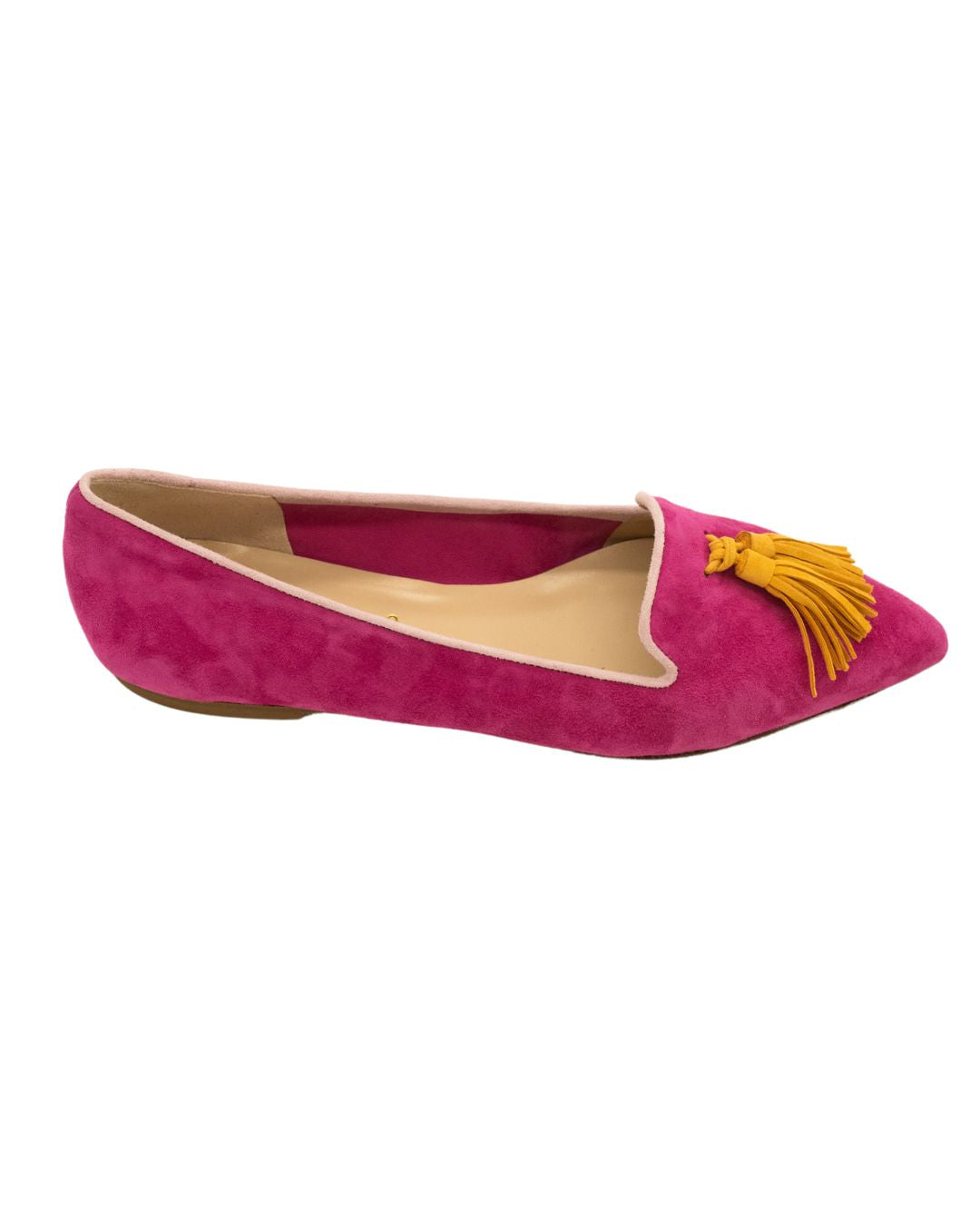 Hot Pink-Apricot-Pig Rose Tasselloafer Pointy (langer Tassel)