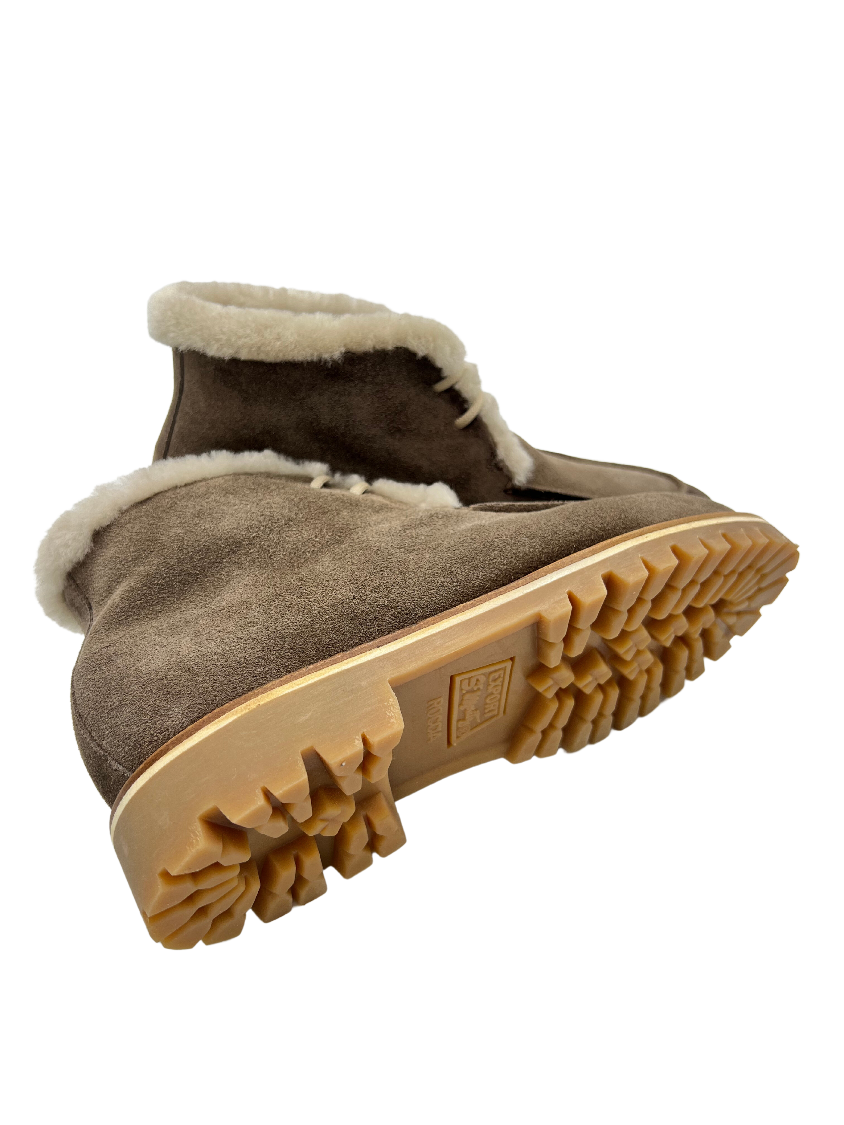 Schnür-Stiefelette Taupe gefüttert